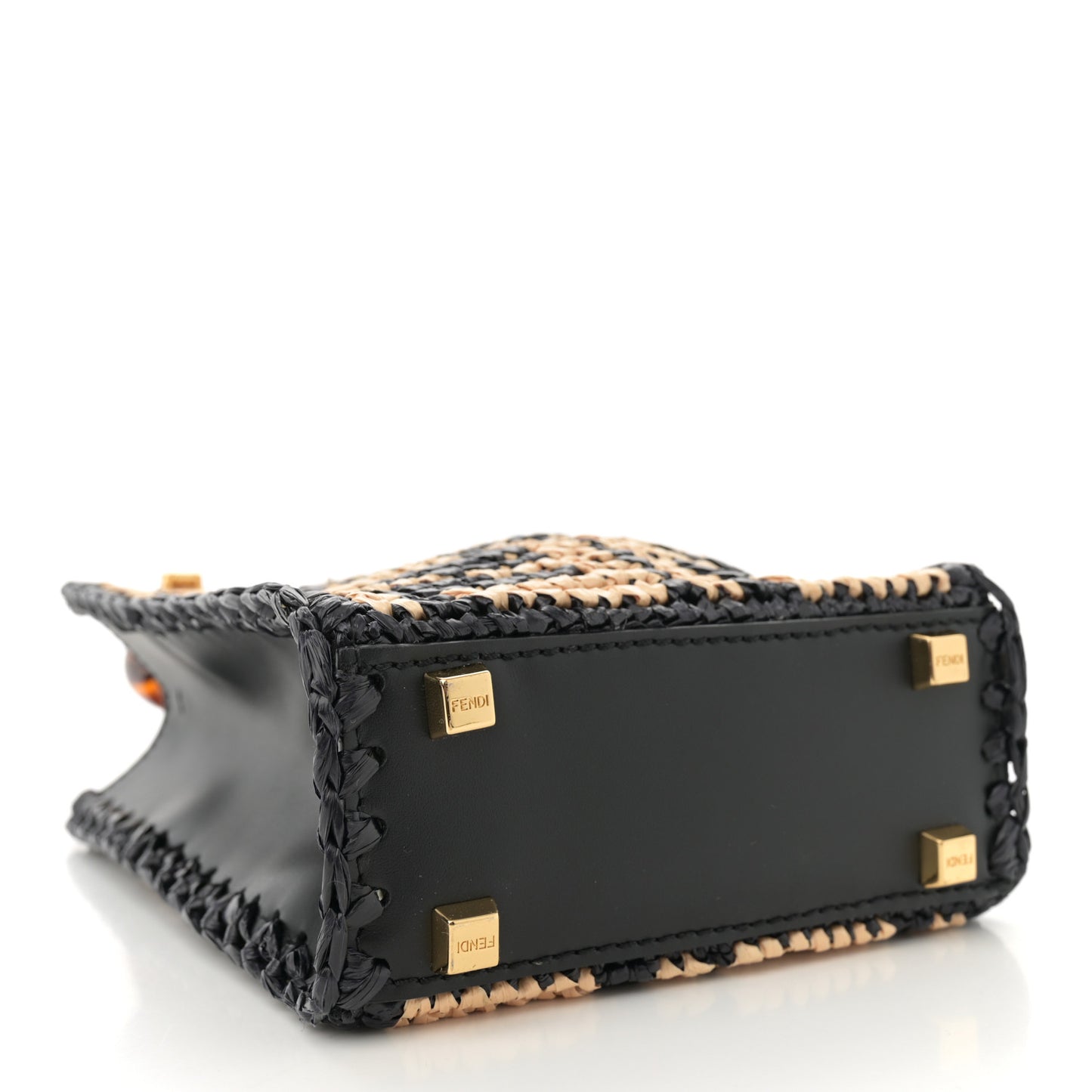 Raffia Plexiglass Crochet Mini Sunshine Shopper Tote Black