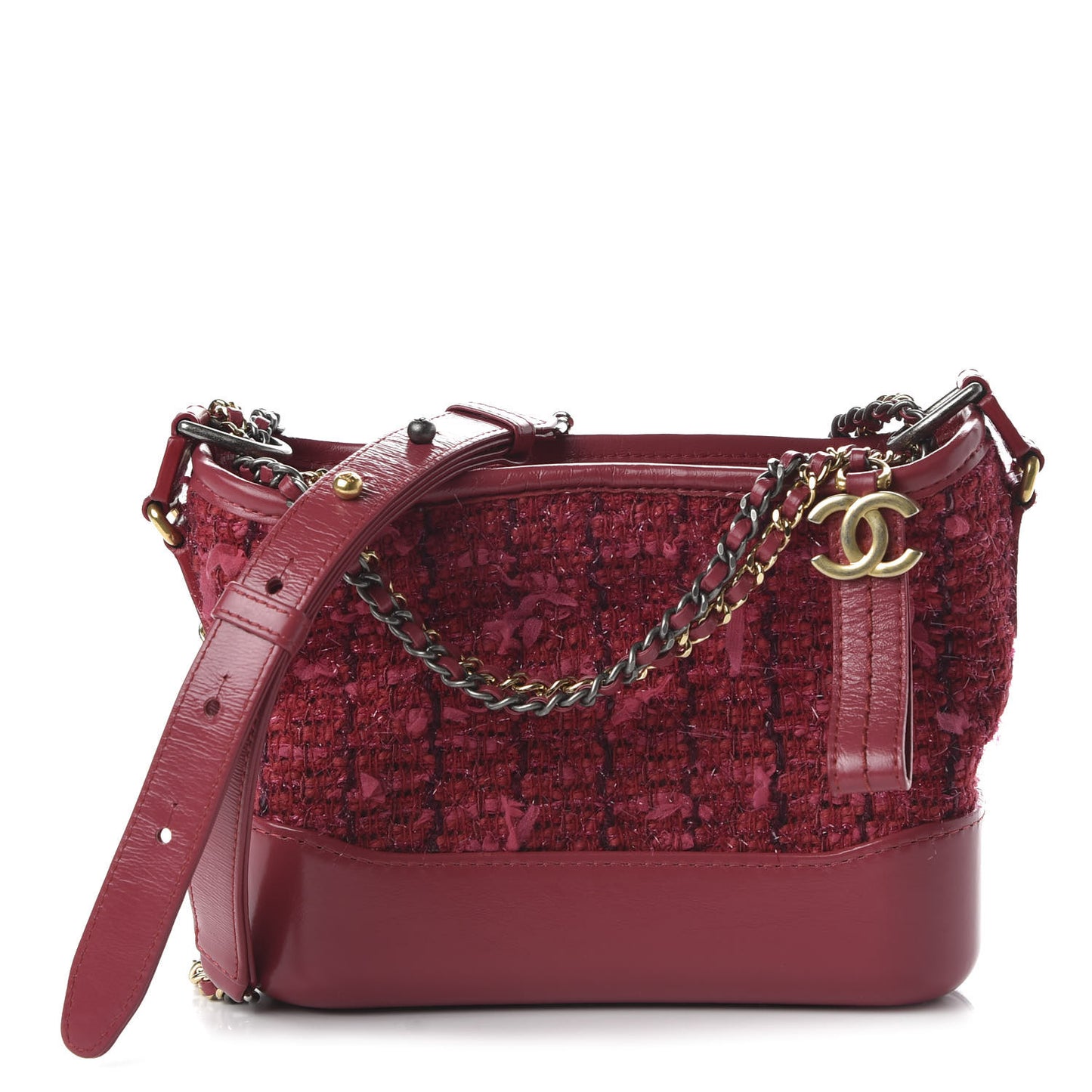 Tweed Calfskin Small Gabrielle Hobo Pink