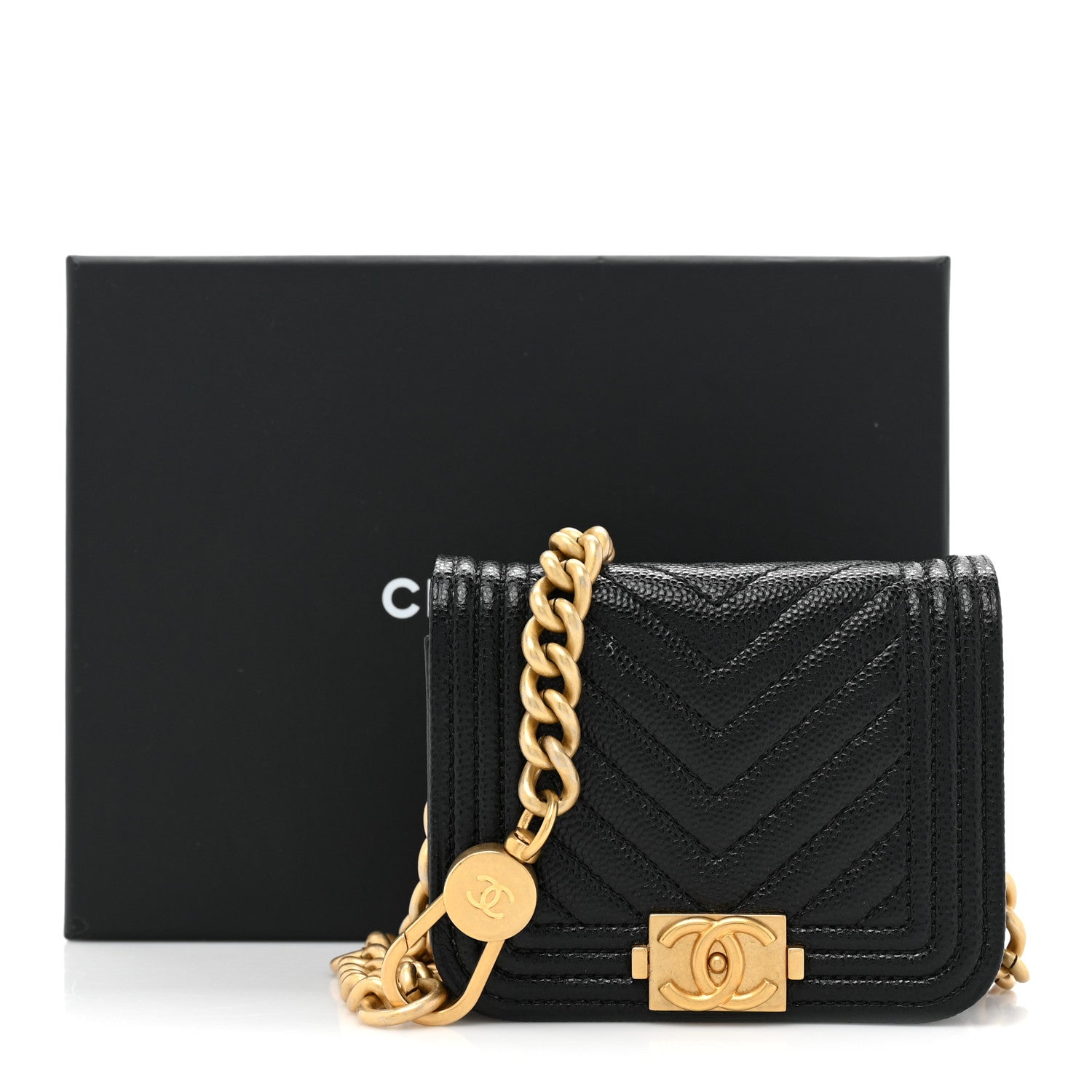 Chanel Caviar Chevron Quilted Boy Flap Waist Belt Bag Black 11 of 11