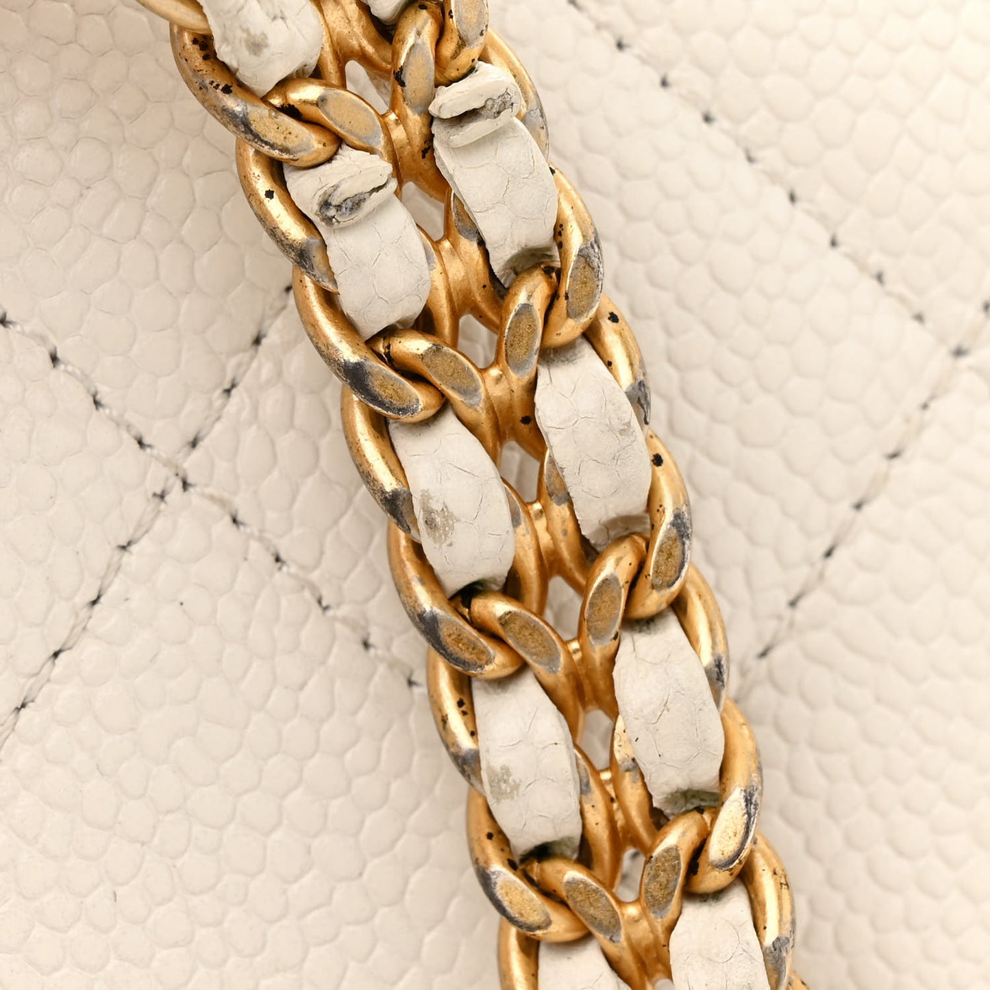 Caviar Quilted Mini Chain Soul Flap White