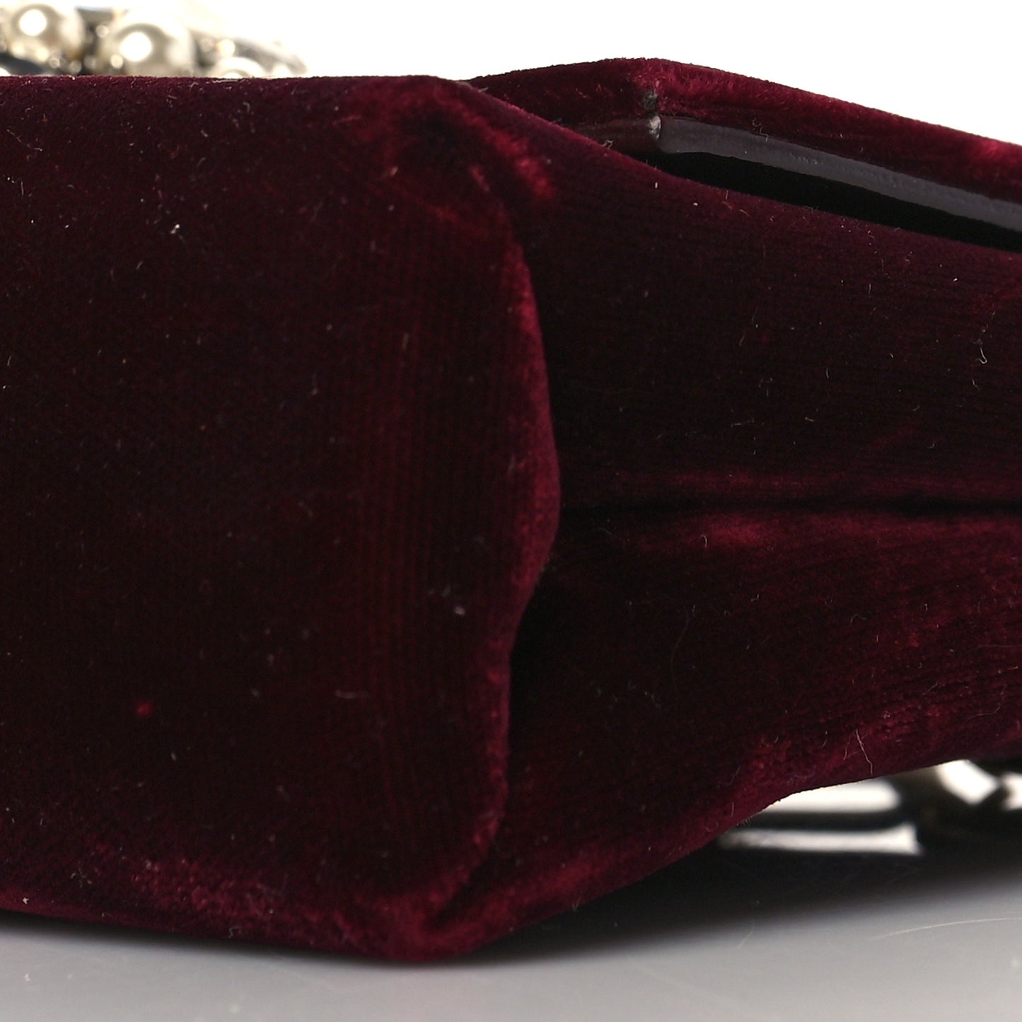 Velvet Crystal Pearl Shoulder Bag Burgundy
