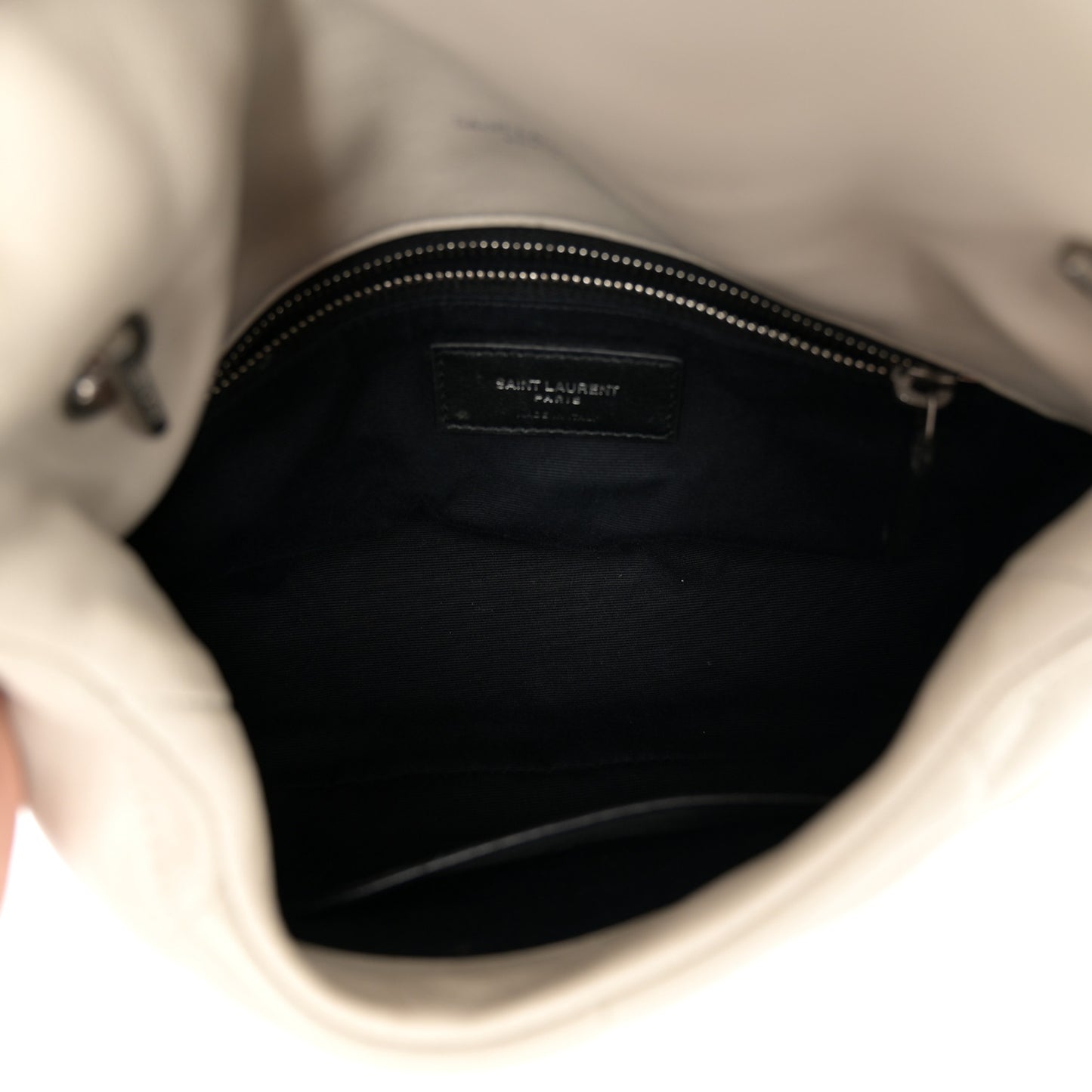 Lambskin Quilted Mini Loulou Puffer Monogram Chain Satchel Crema Soft