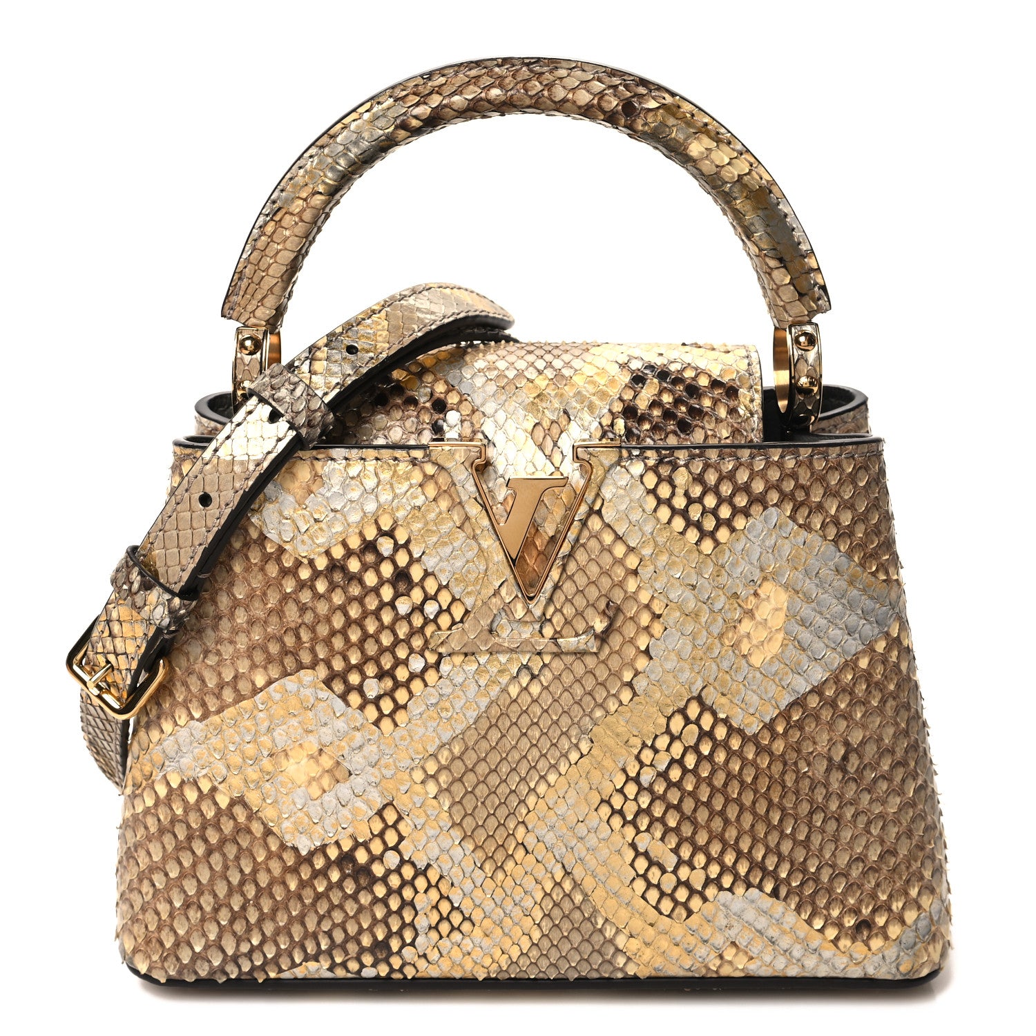 Louis Vuitton Metallic Python Capucines Mini Gold Silver 1 of 10