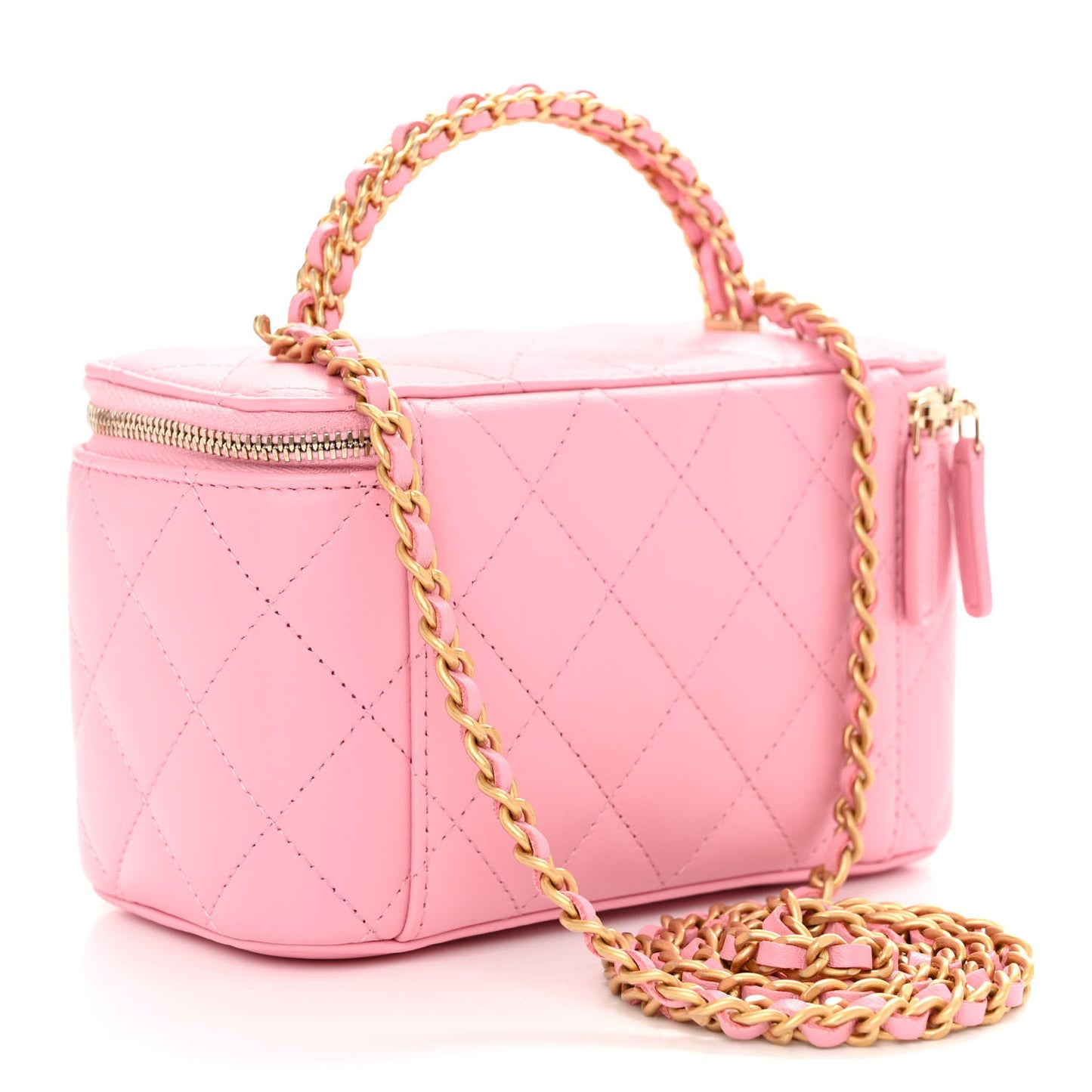 Lambskin Quilted Pick Me Up Vanity Case Pink