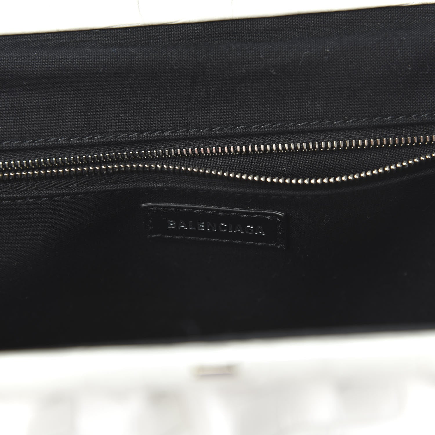 Balenciaga Shiny Supple Calfskin Logo Crocodile Embossed XL Cloud Clutch White 8 of 10