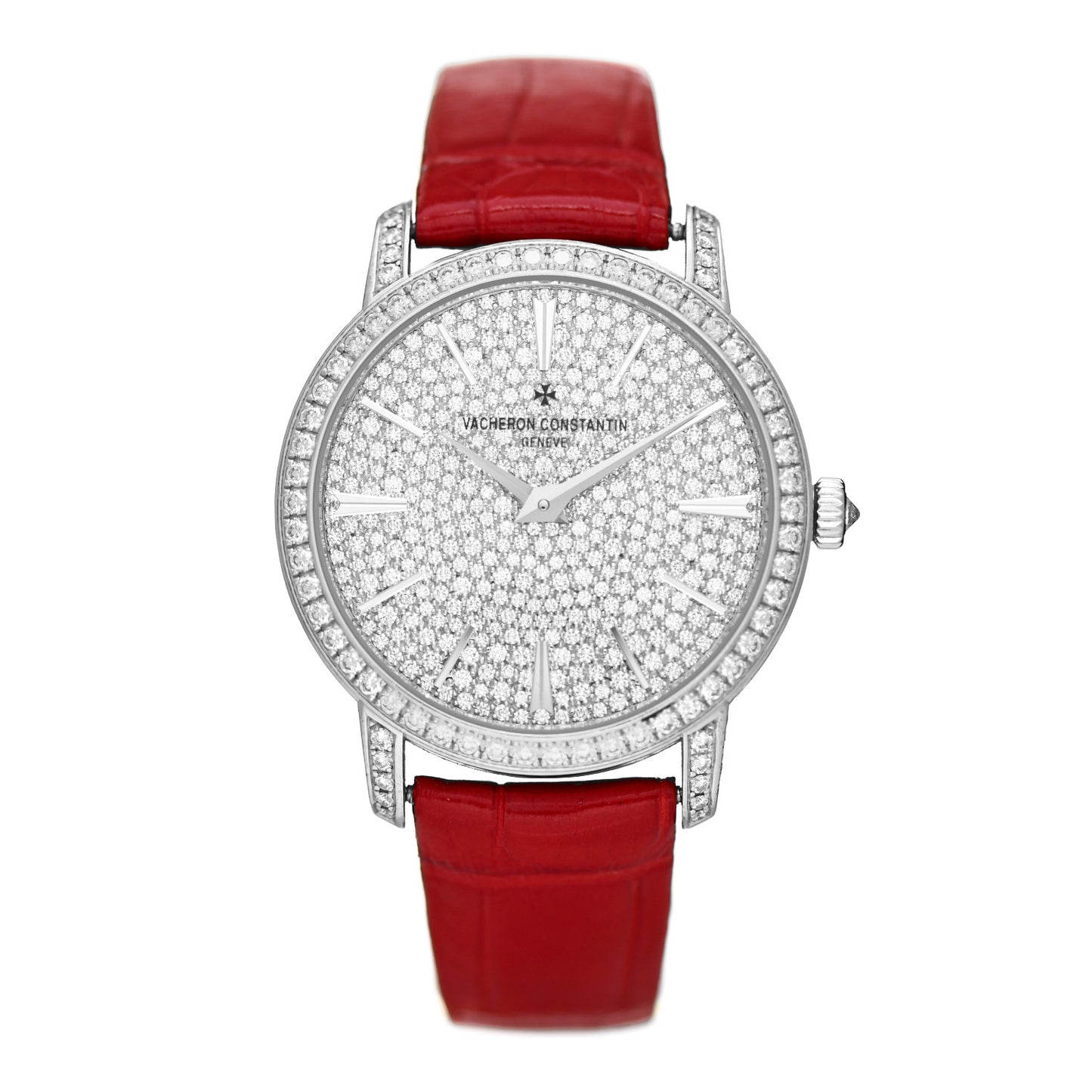 18K White Gold Alligator Diamond Pave 33mm Traditionnelle Manual Winding Watch 81591/000G-9913