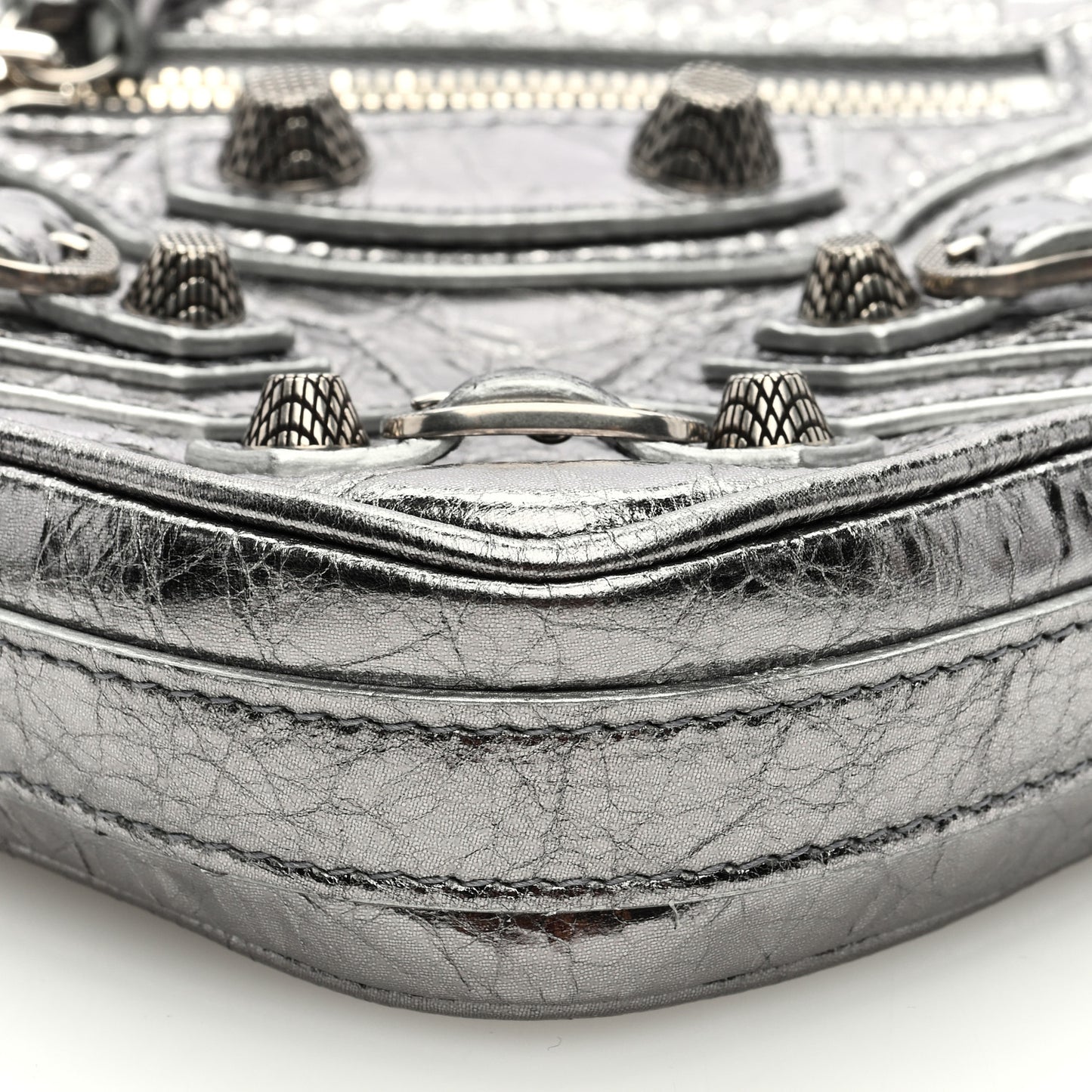 Metallic Agneau Arena Mini Le Cagole Heart Bag Silver