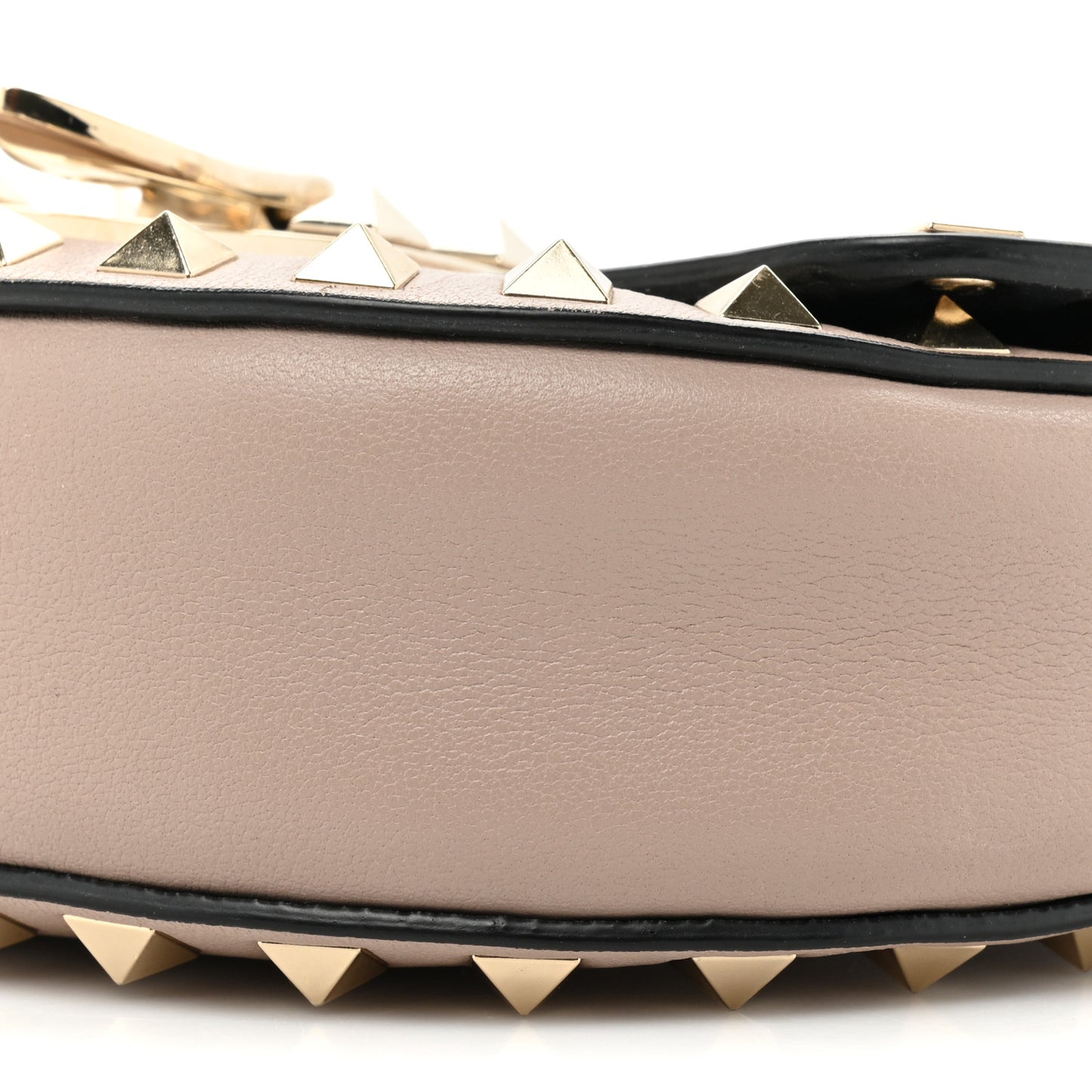 Vitello Rockstud Flip Lock Flap Saddle Crossbody Bag Poudre