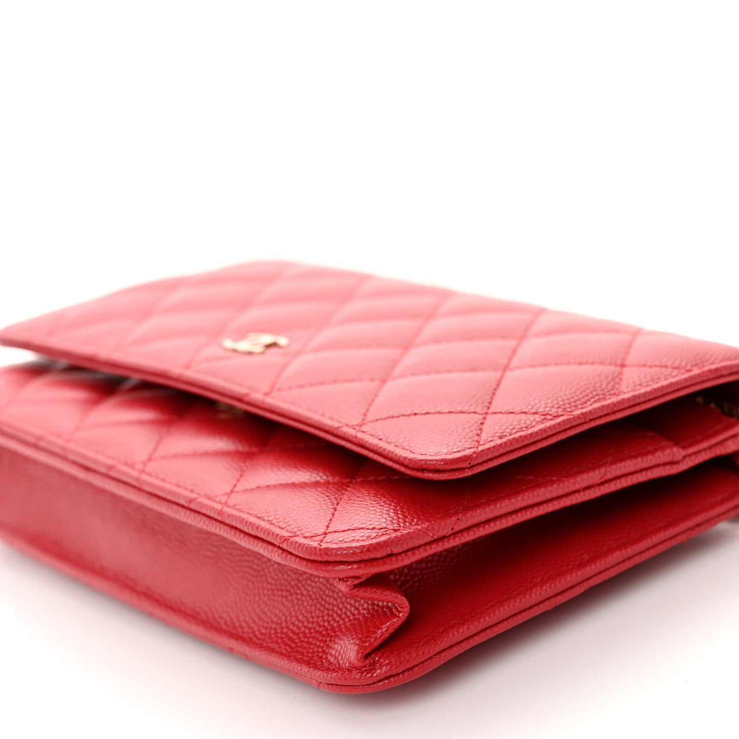 Caviar Quilted Wallet on Chain WOC Red