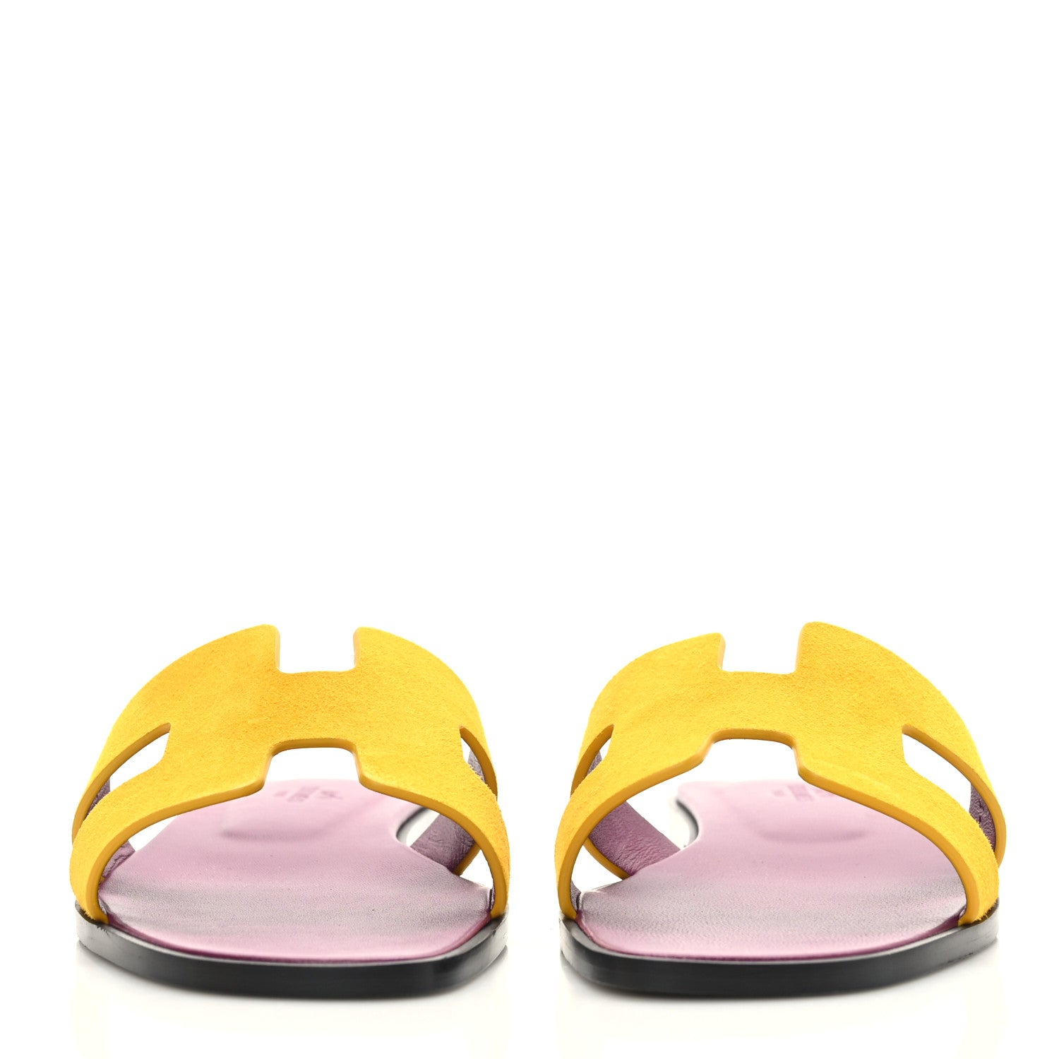 Hermes Suede Goatskin Oran Sandals 38.5 Jaune Topaze 2 of 9