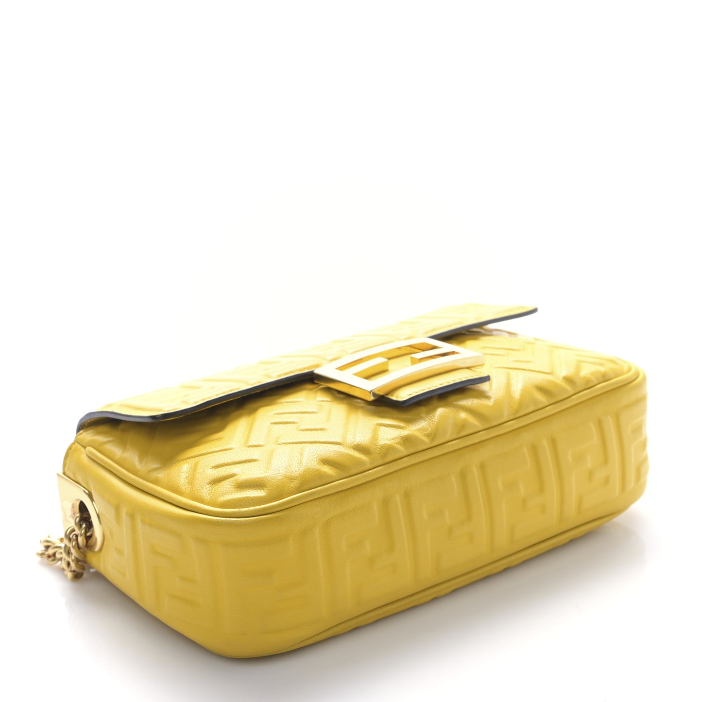 Nappa Small FF Embossed Midi Chain Baguette Mimosa