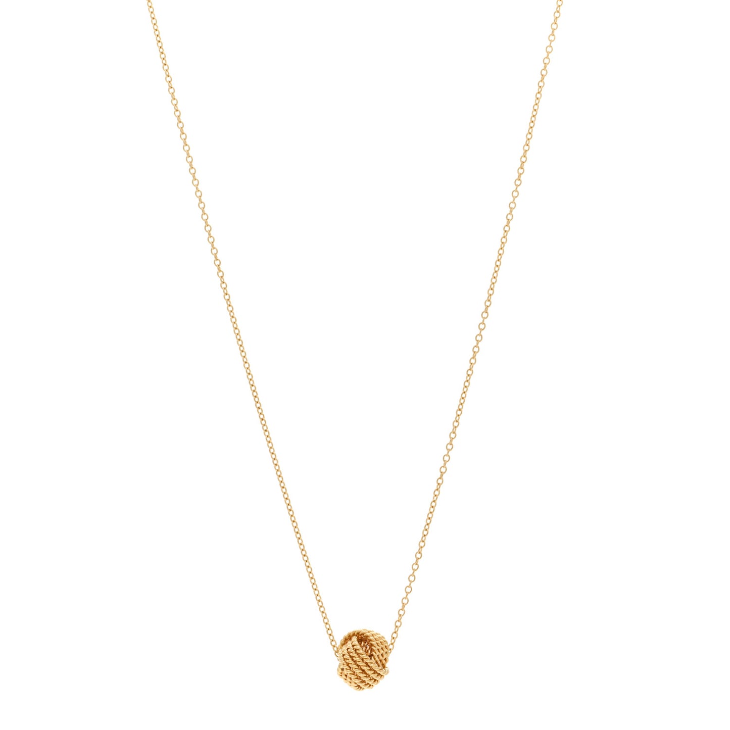 18K Yellow Gold Twist Knot Pendant Necklace