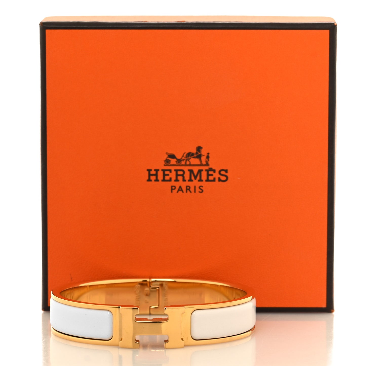 Enamel Narrow Clic Clac H Bracelet PM White