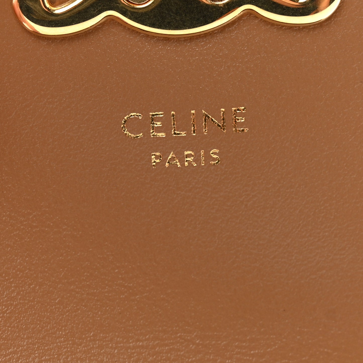 Shiny Calfskin Triomphe Flap Card Holder Bronze
