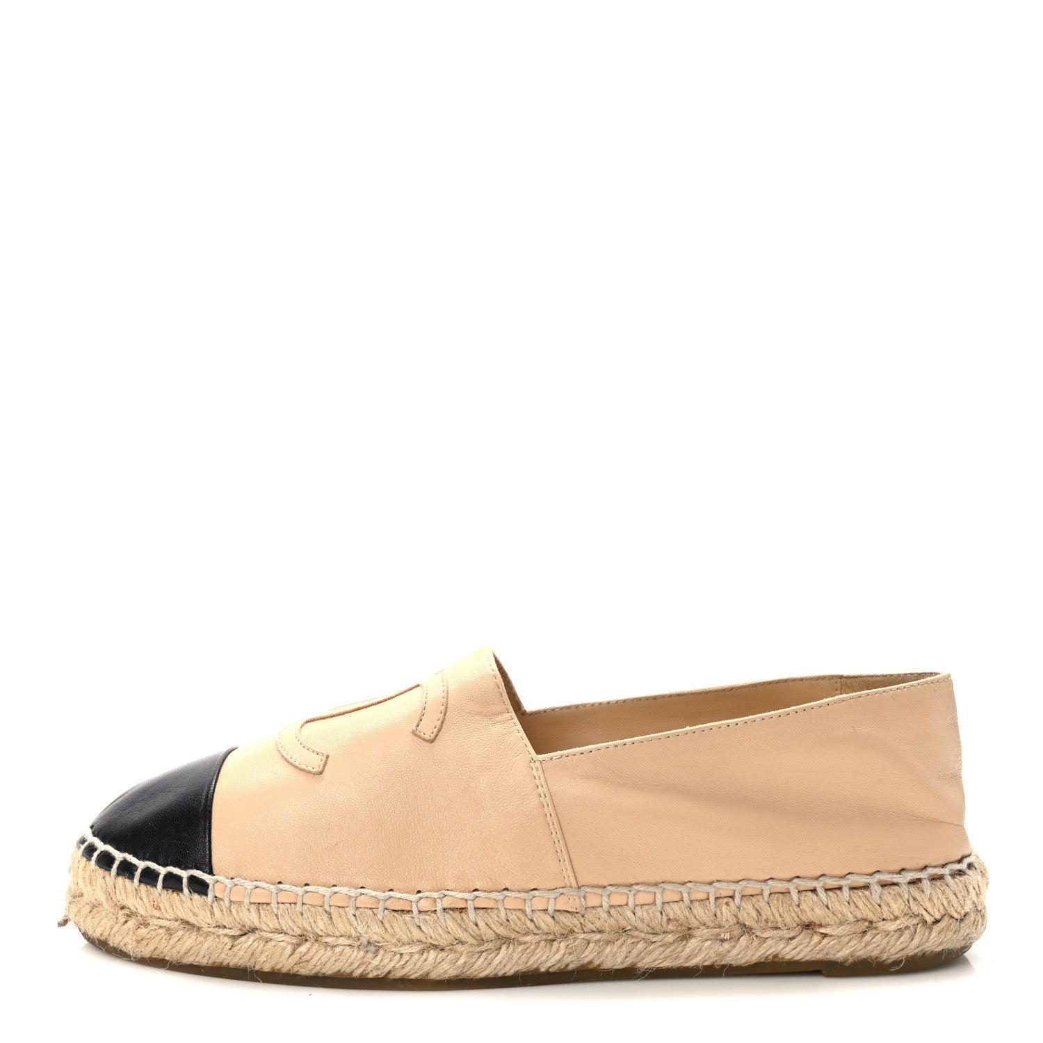 Chanel Lambskin CC Espadrilles 37 Beige Black 1 of 9