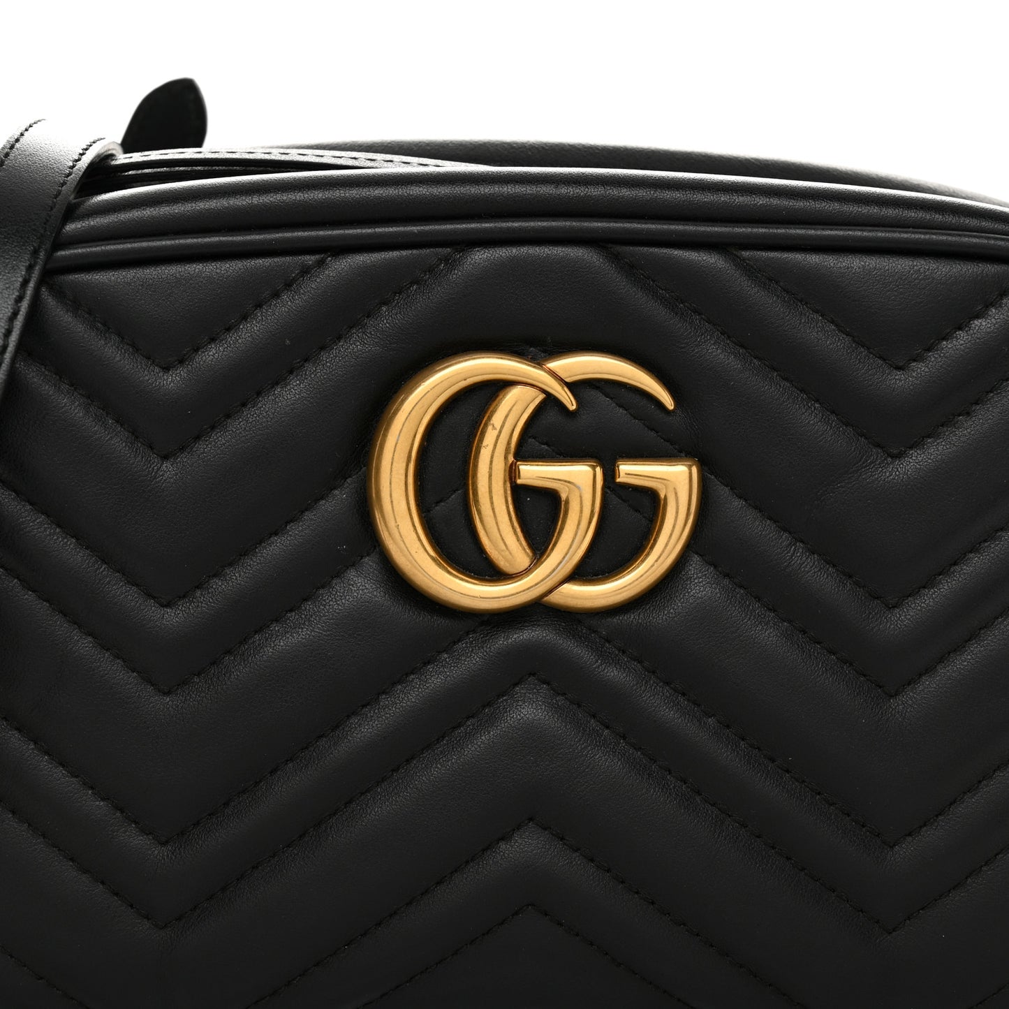 Calfskin Matelasse Small GG Marmont Chain Shoulder Bag Black
