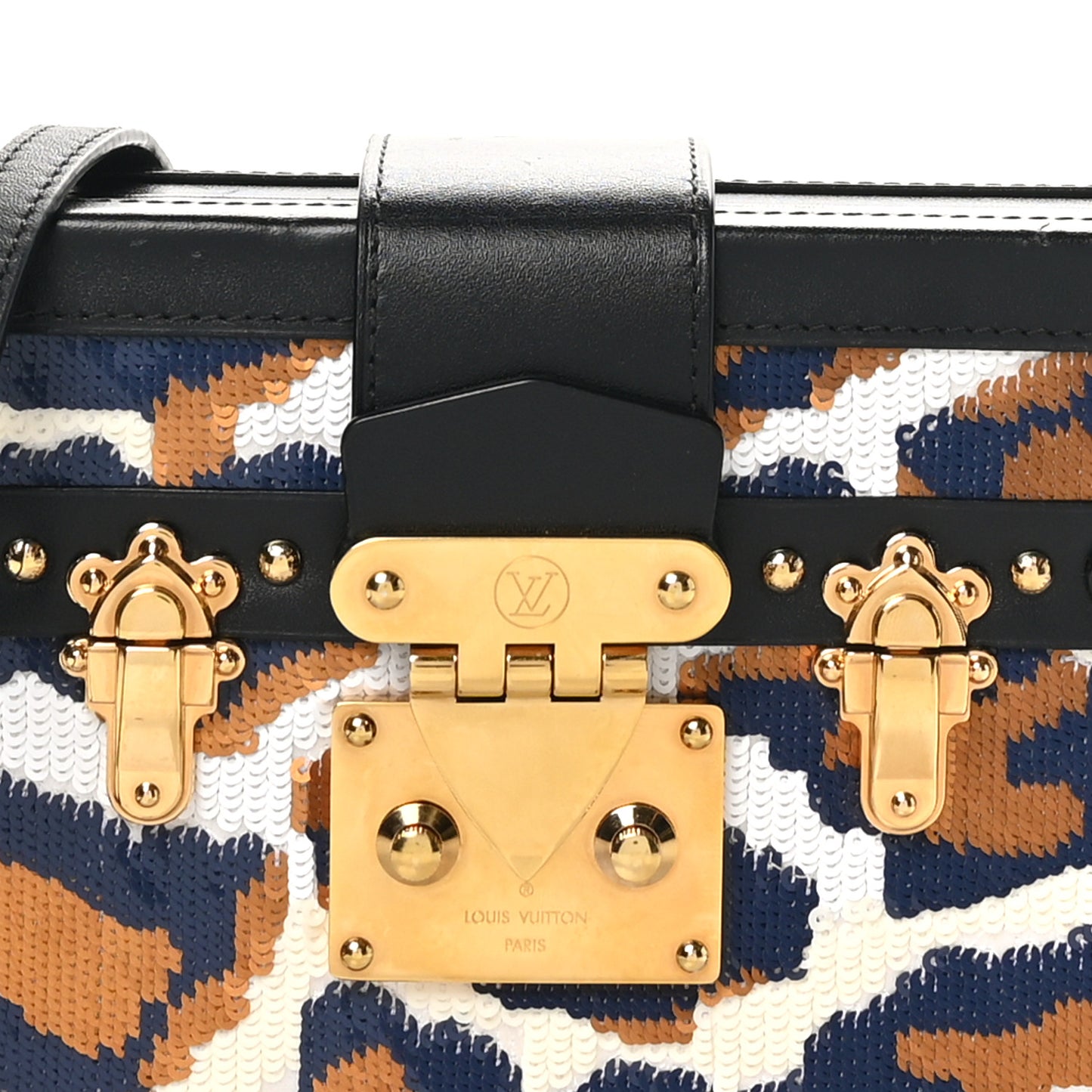 Sequins Leopard Petite Malle Black Navy