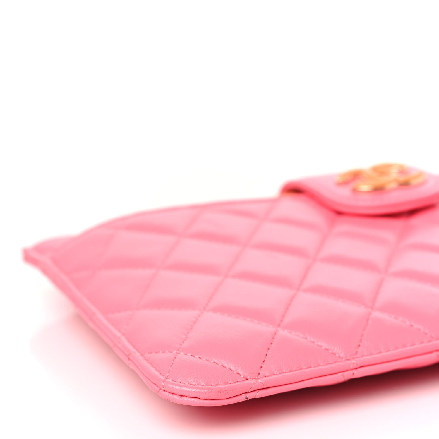 Chanel Lambskin Quilted Sunset Boulevard Pouch Case Coral Orange 9 of 10