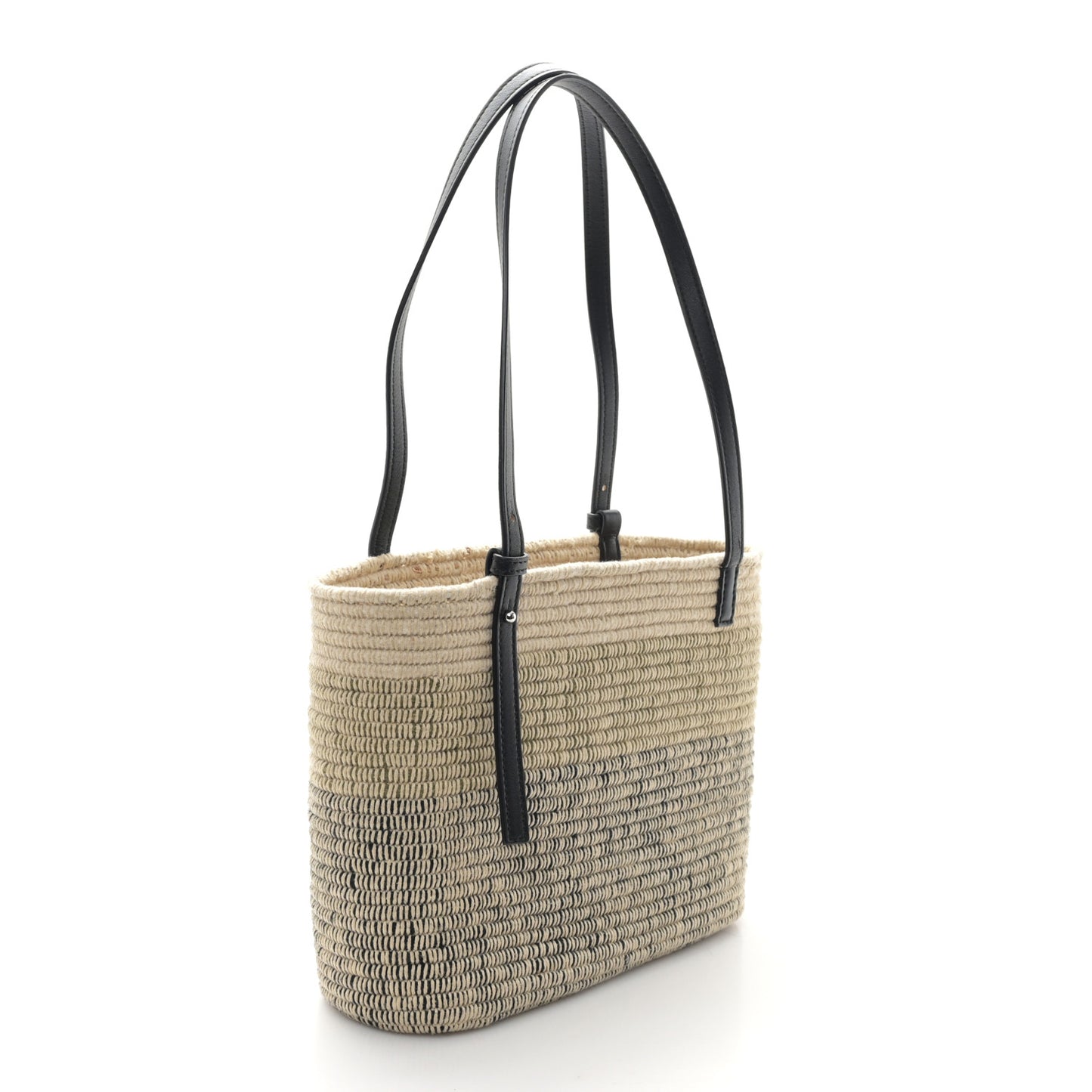 Raffia Square Small Basket Tote Bag Ombre Black