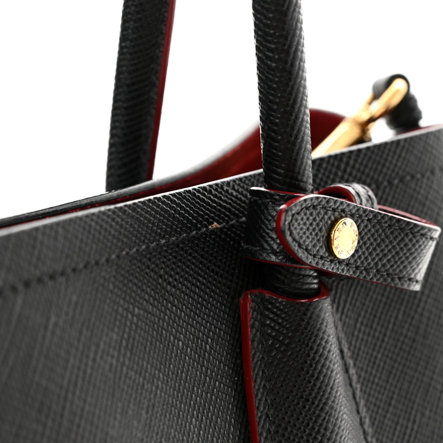Saffiano Cuir Small Double Bag Black Fuoco