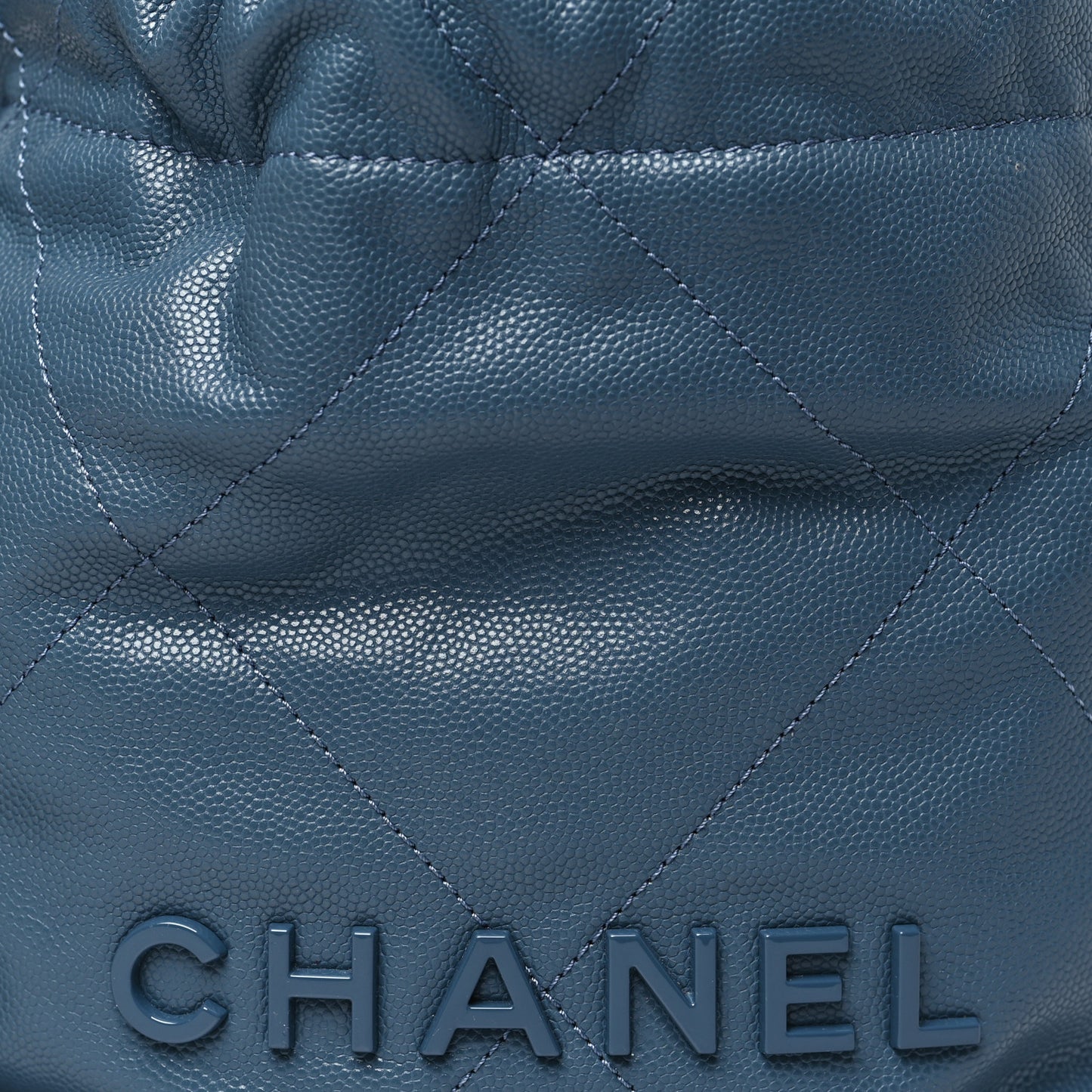 Shiny Caviar Quilted Monochrome Mini Chanel 22 Blue