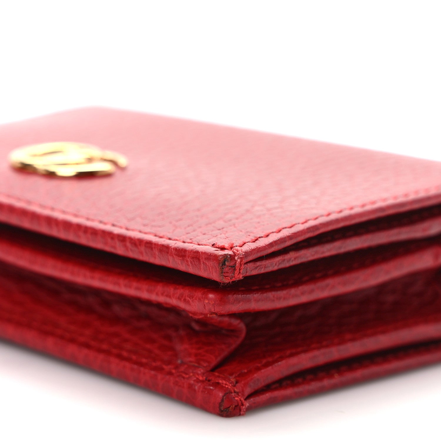 Gucci Pebbled Calfskin GG Marmont Card Case Hibiscus Red 8 of 9