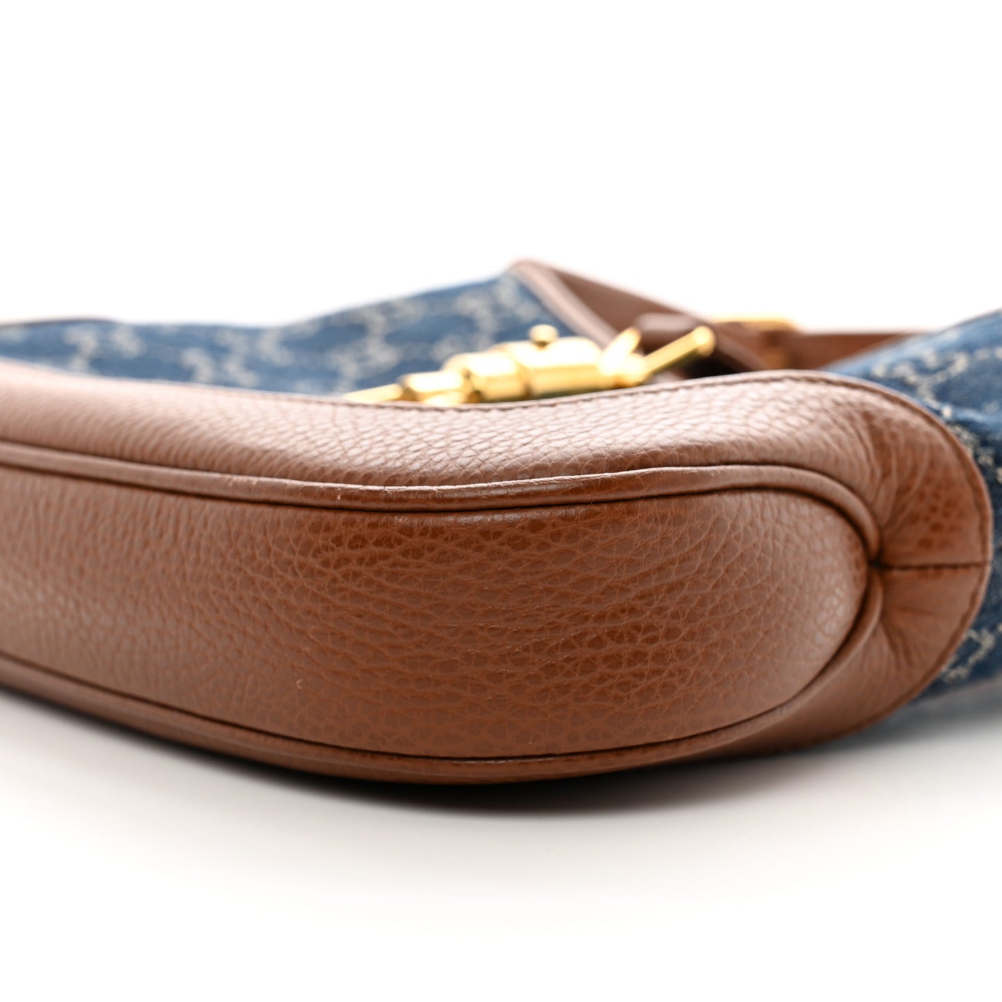 New Denim GG Monogram Calfskin Small Jackie 1961 Hobo Blue Tea Cuir