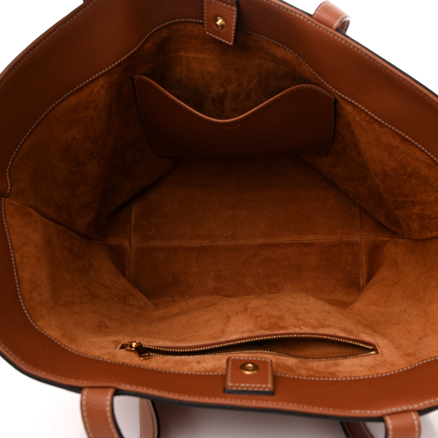 Grained Calfskin Triomphe Medium Cabas Anais Tan