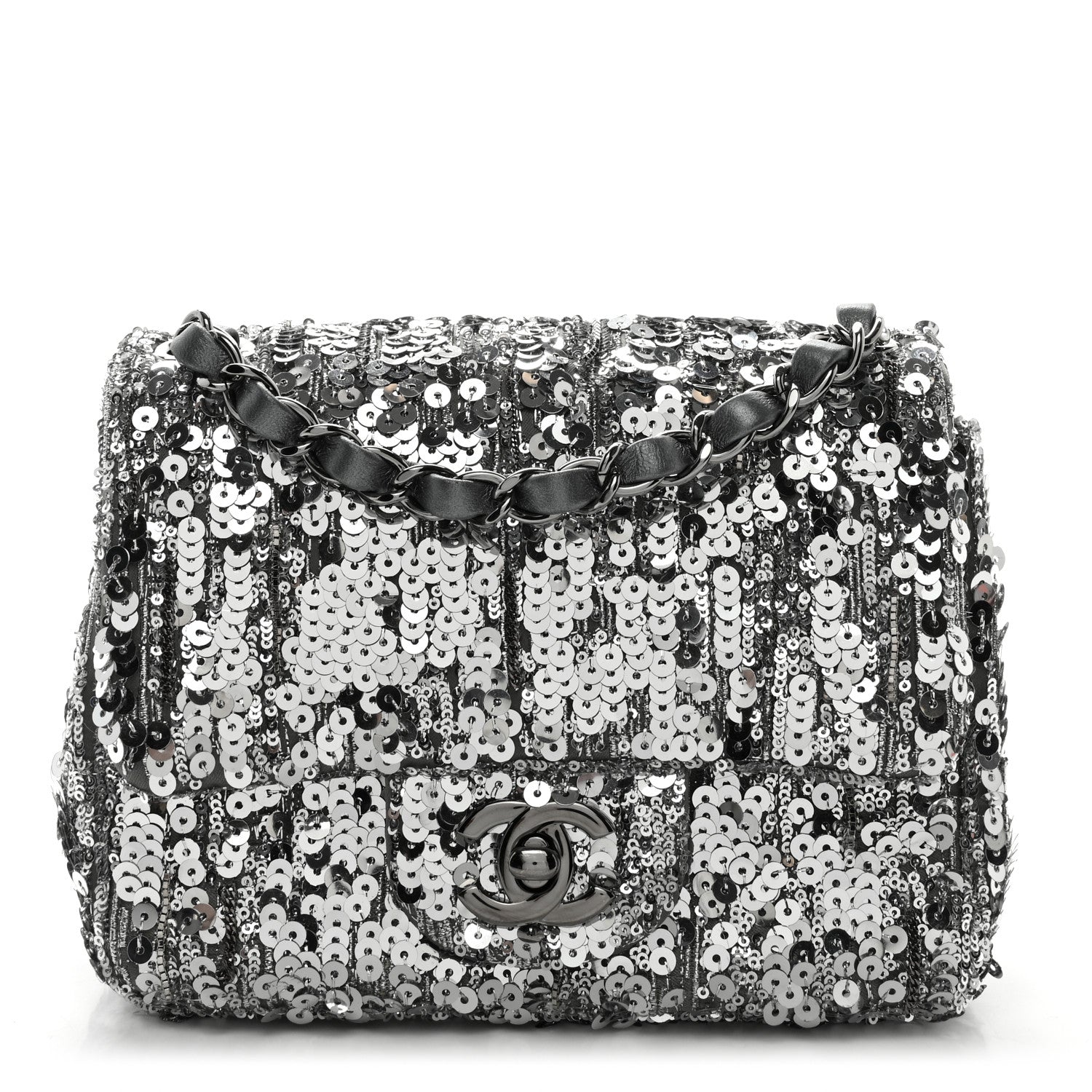 Chanel Sequin Mini Square Flap Silver 1 of 12