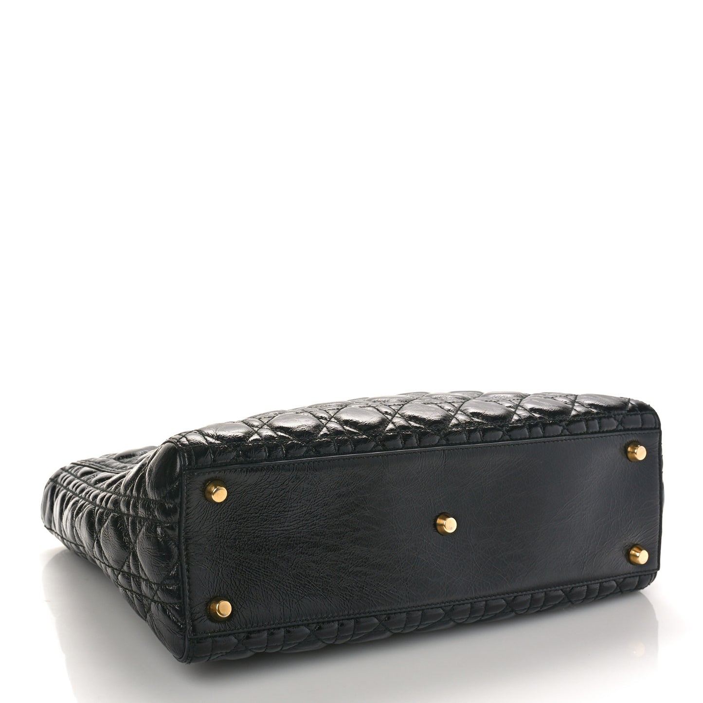 Grained Calfskin Cannage Large Supple Lady Dior Black