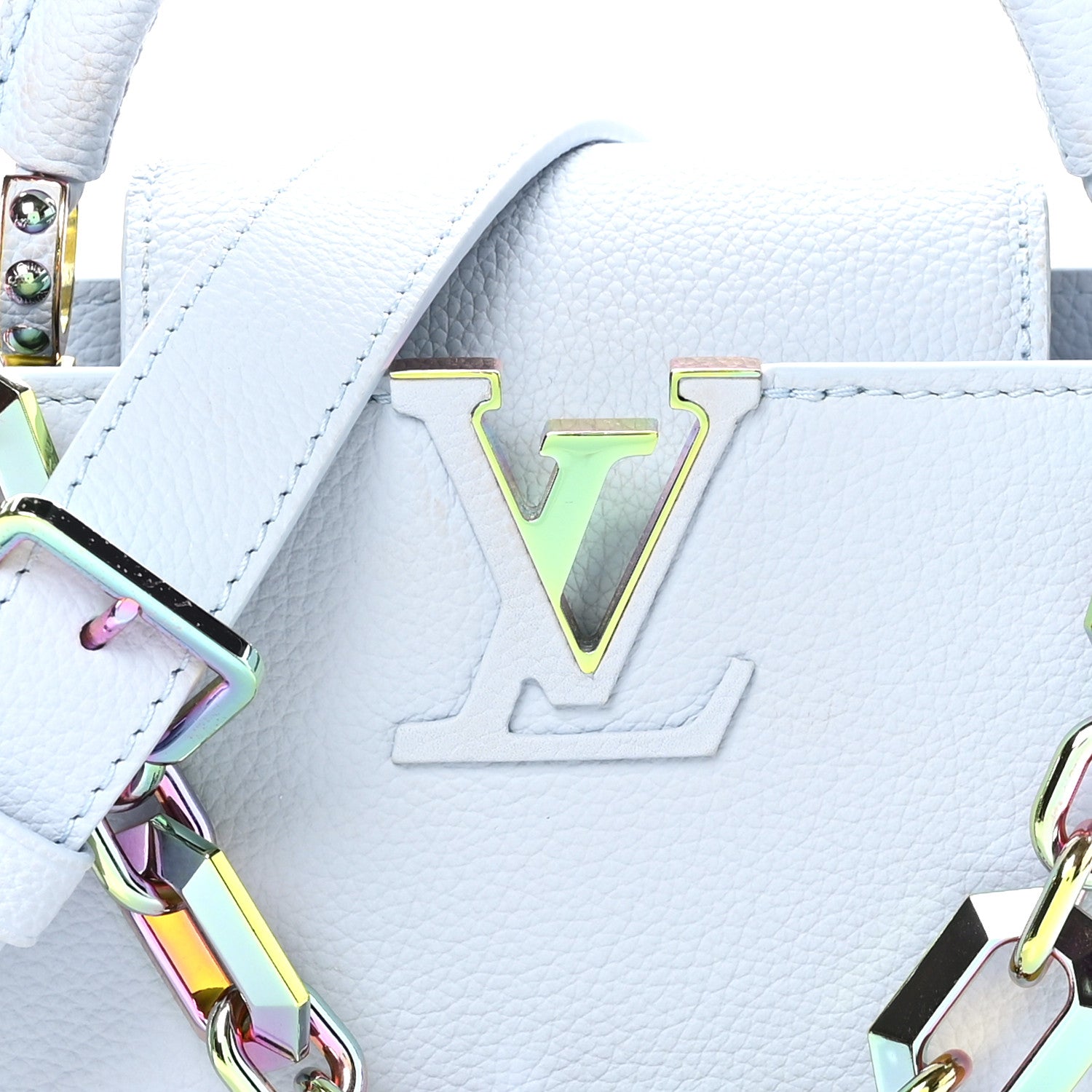 Louis Vuitton Taurillon Capucines East West Mini Scarabeo Iridescent Washed Blue 6 of 8