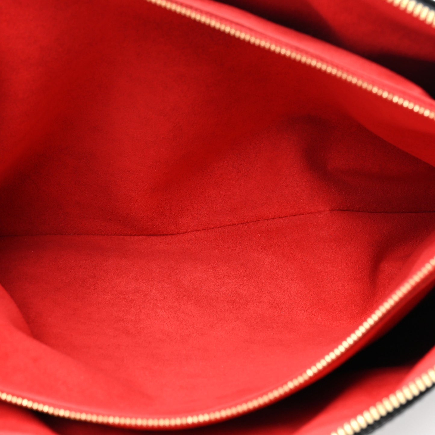 Patent Embossed Monogram Lambskin Coussin MM Black Red