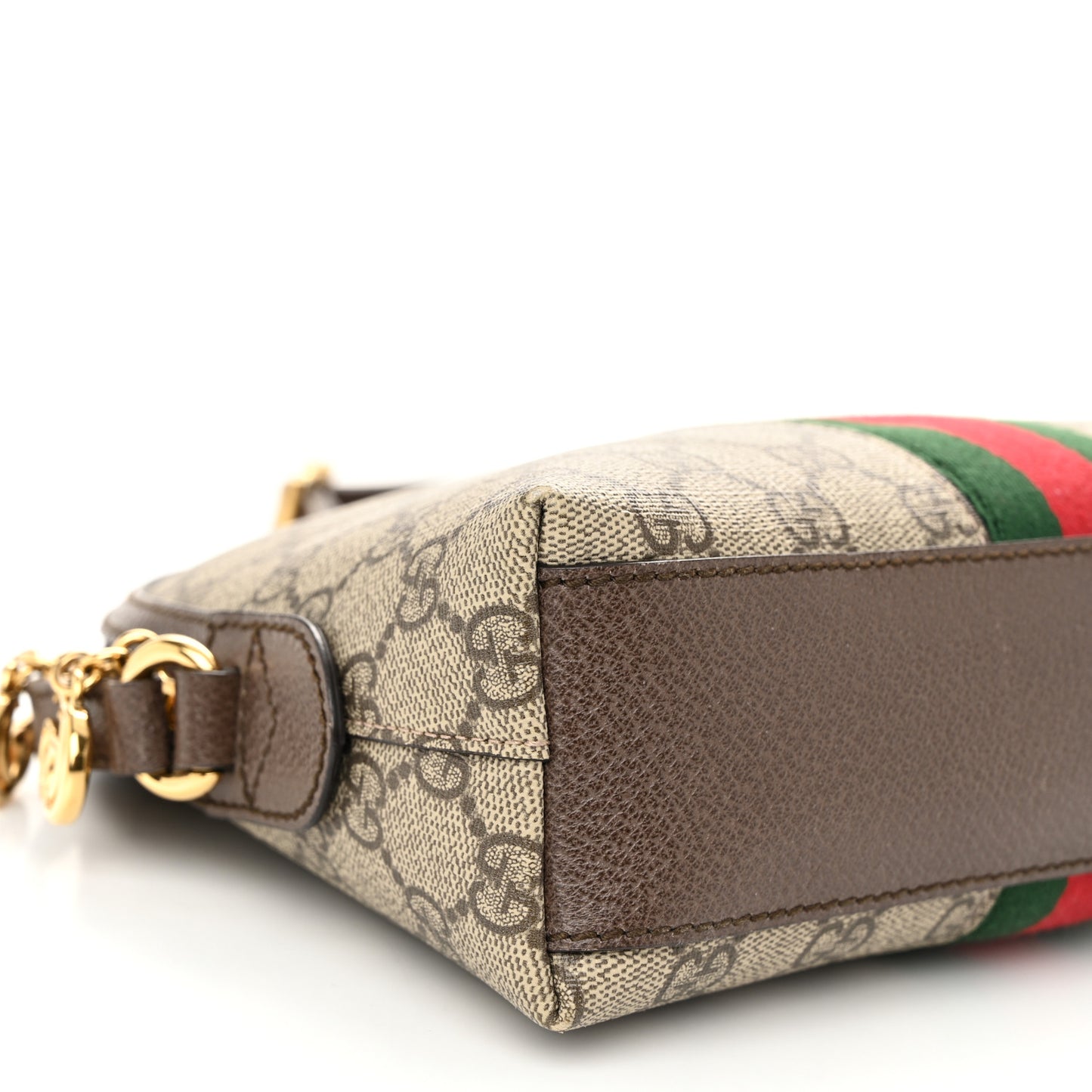 GG Supreme Monogram Textured Dollar Calfskin Web Small Ophidia Dome Shoulder Bag Beige Ebony New Acero