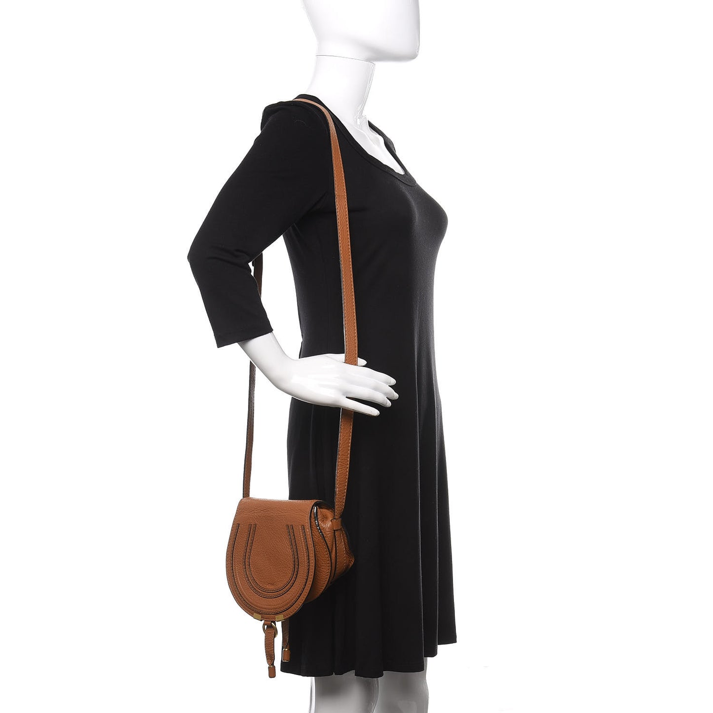 Calfskin Mini Marcie Round Crossbody Bag Tan