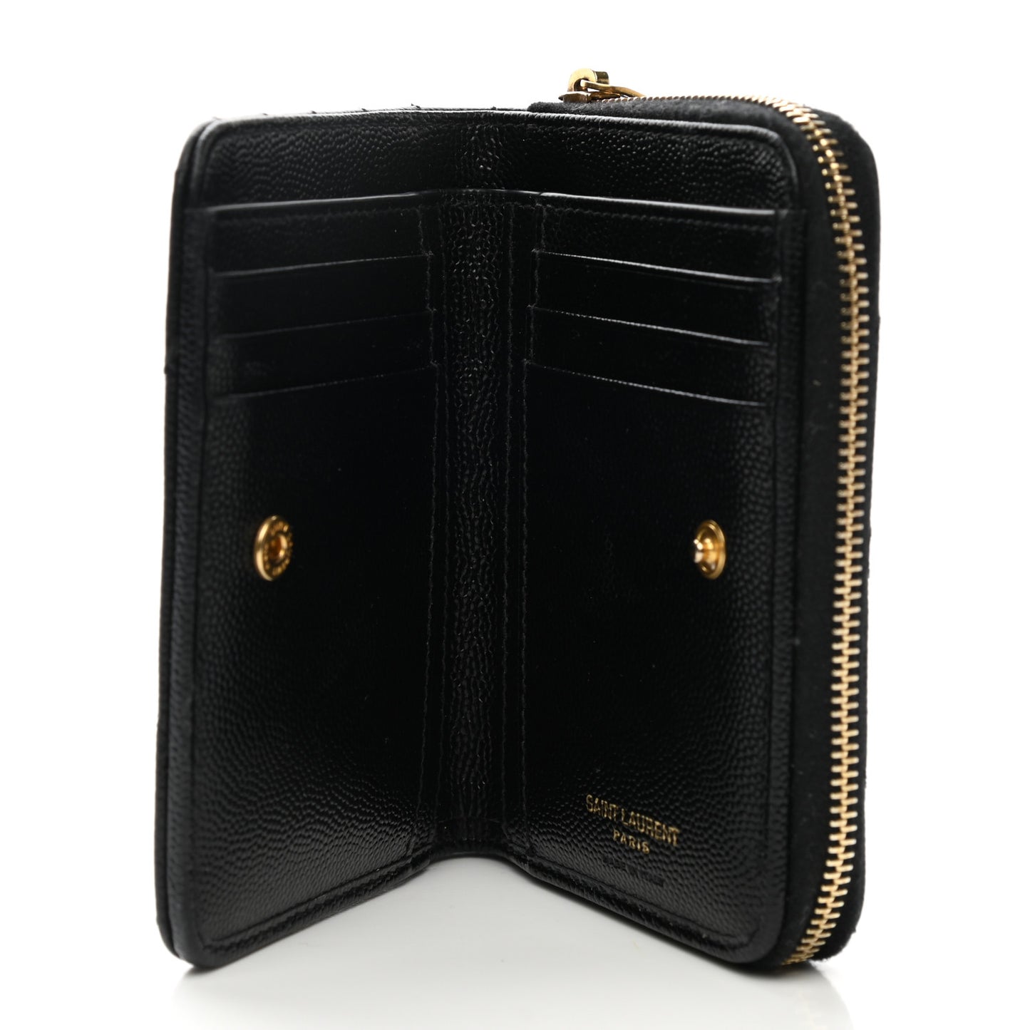 Grain De Poudre Matelasse Chevron Monogram Compact Zip Around Wallet Black