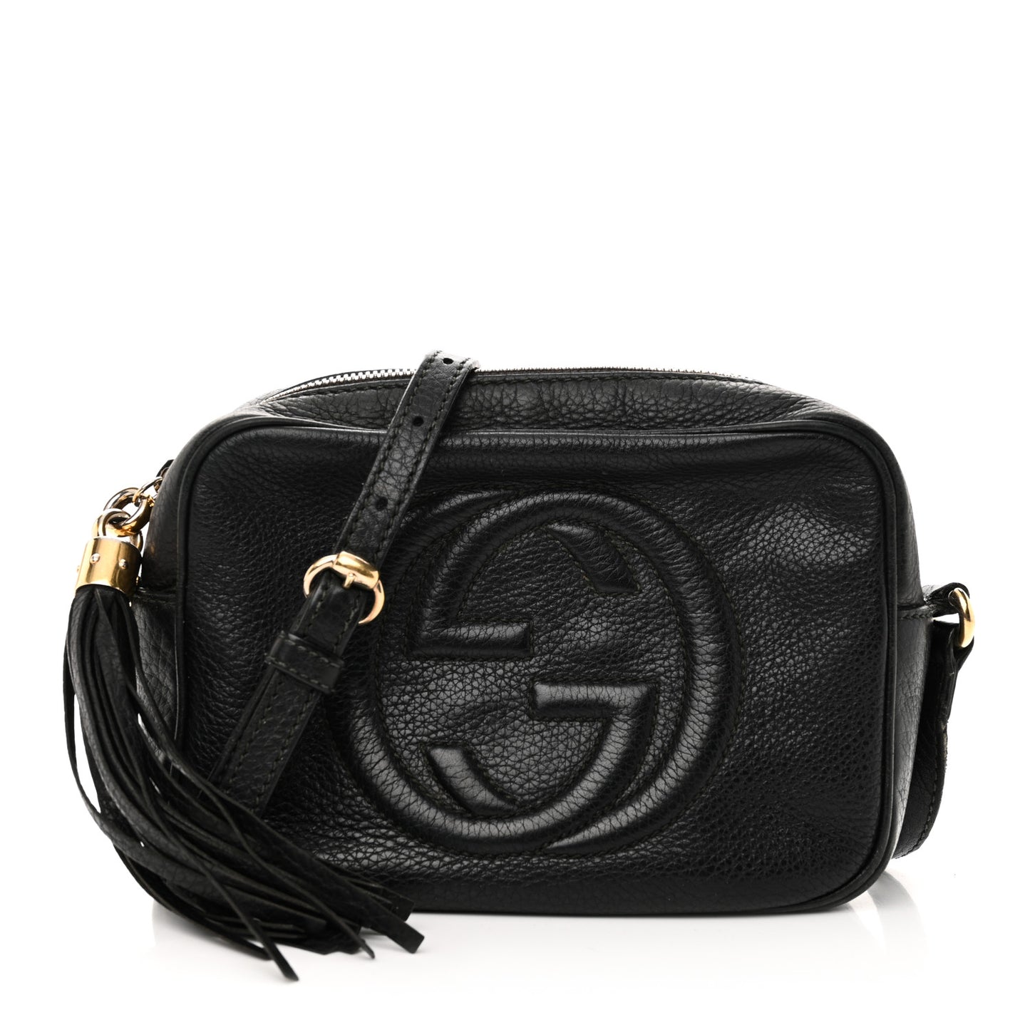 Pebbled Calfskin Small Soho Disco Bag Black