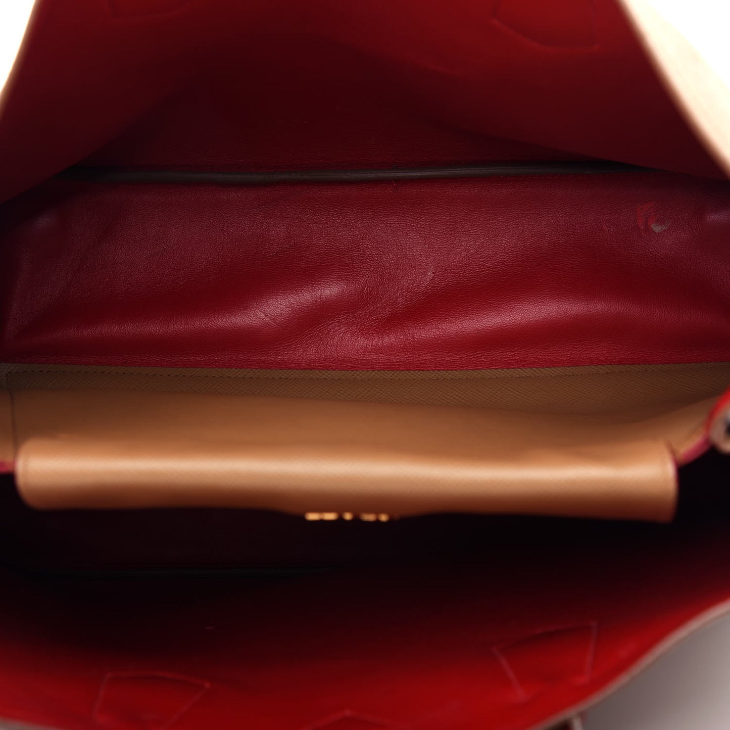 Saffiano Cuir Large Double Bag Caramel Fuoco