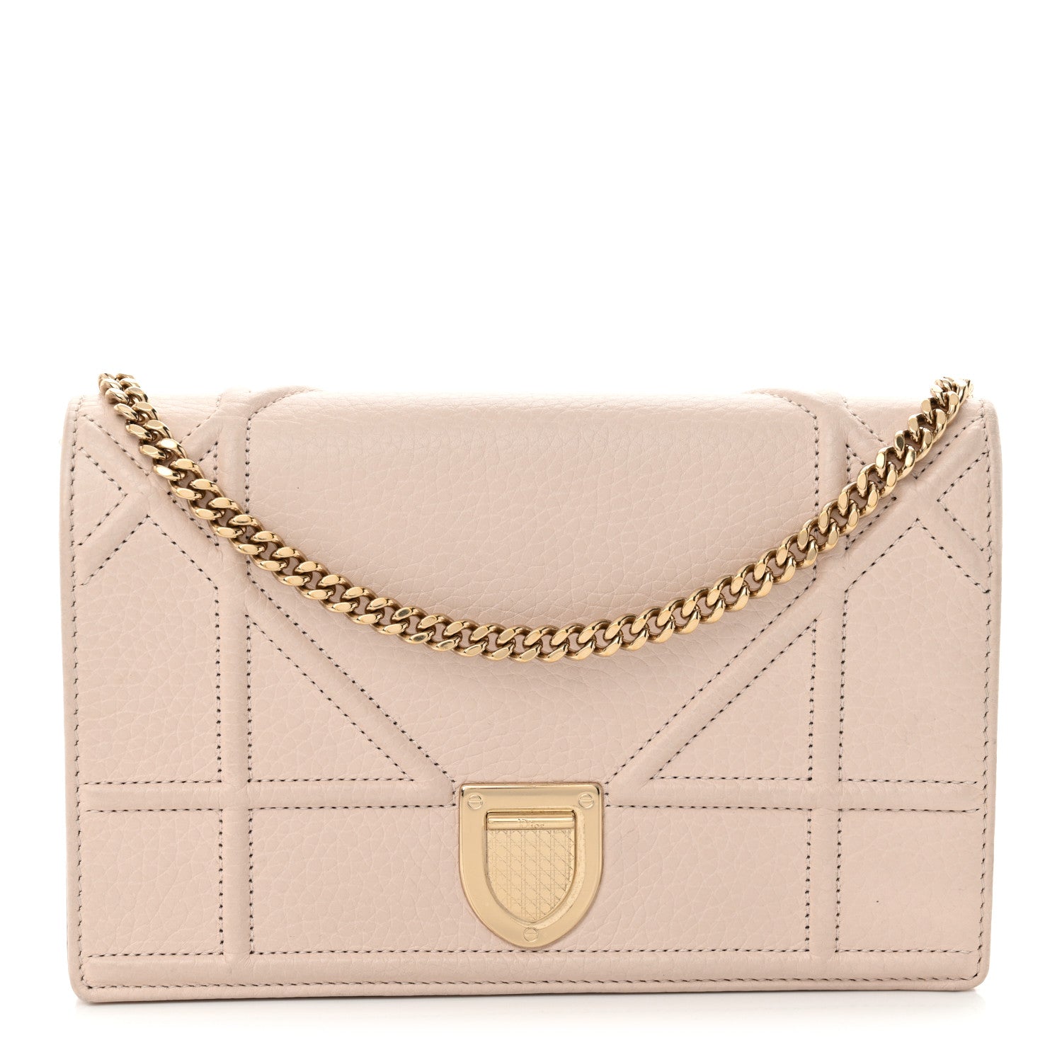 Christian Dior Grained Calfskin Diorama Wallet on Chain Pouch Rose Poudre 1 of 12