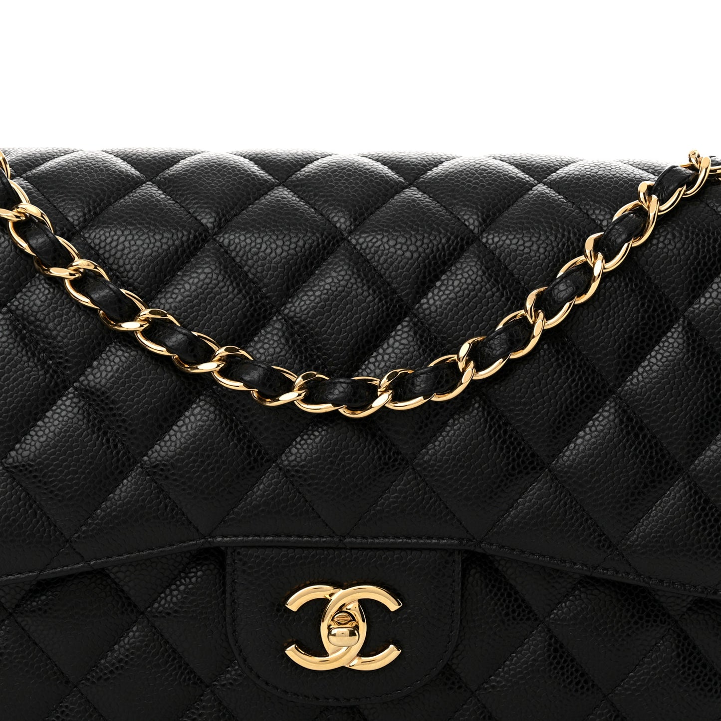 Caviar Quilted Jumbo Double Flap Black