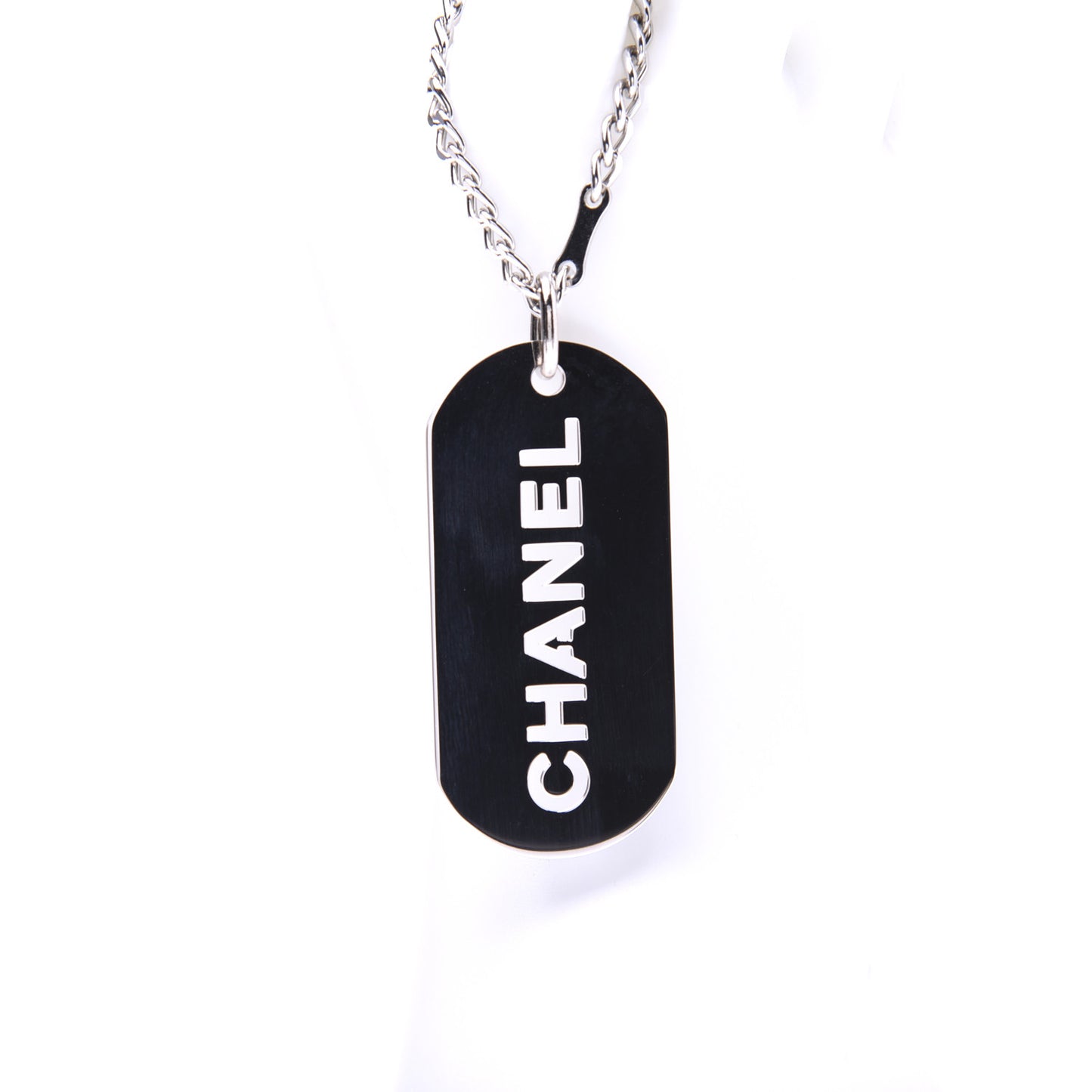 Dog Tag Key Charm Silver