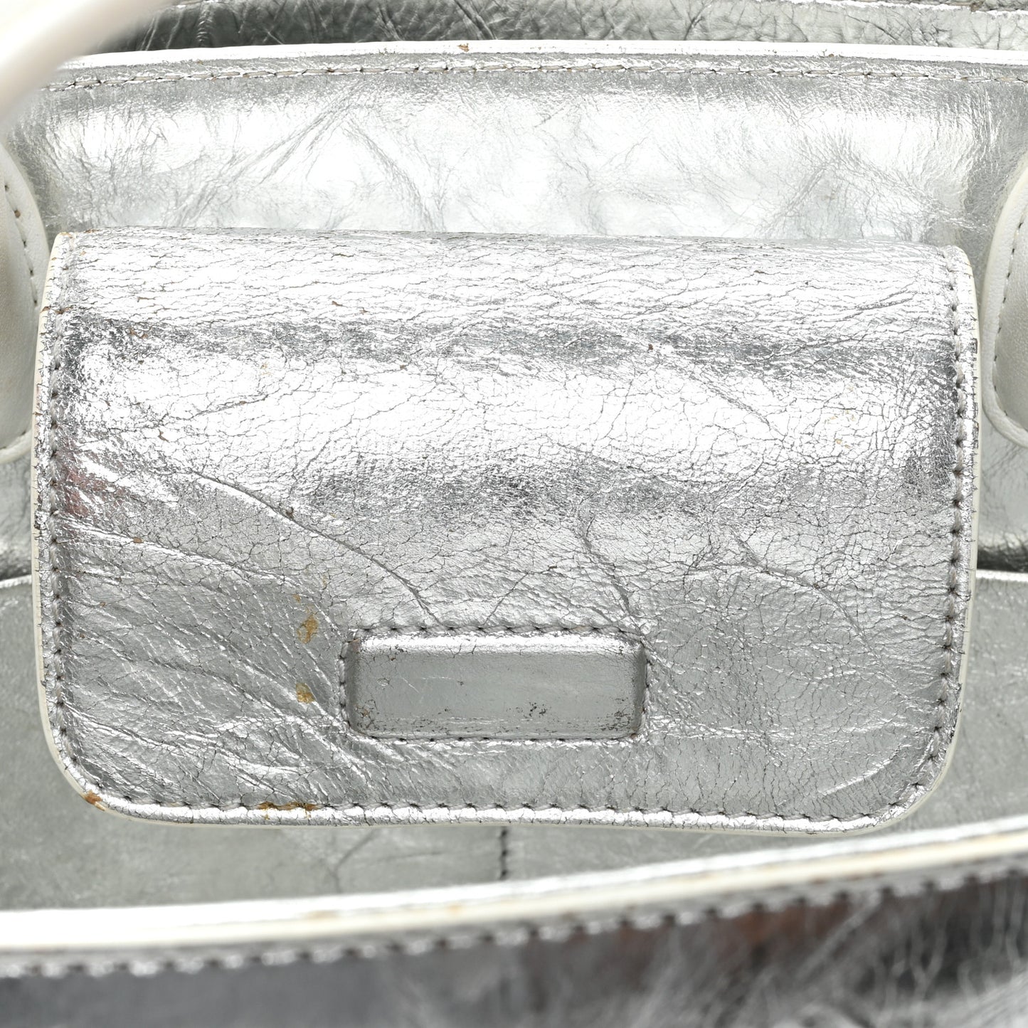 Metallic Calfskin Medium Diorever Flap Silver