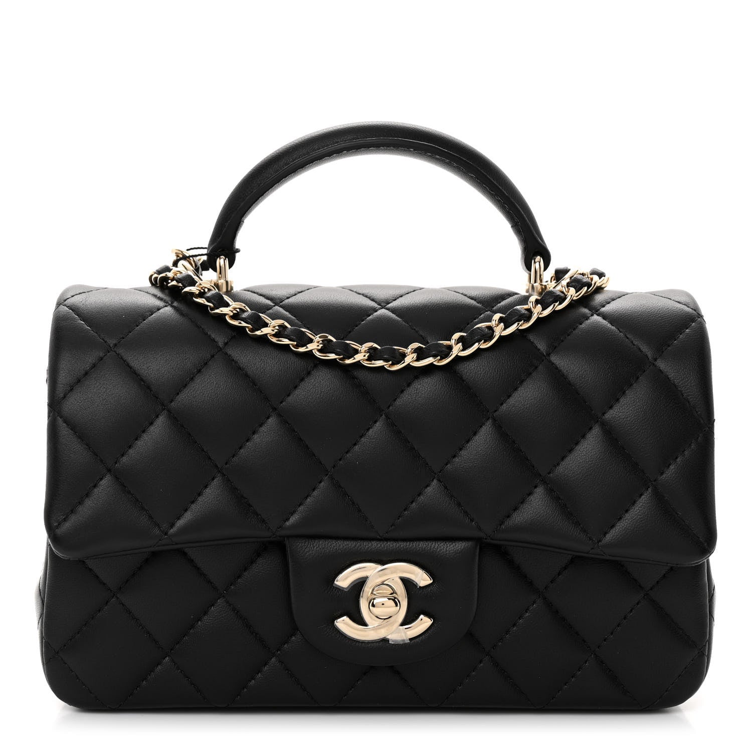 Chanel Lambskin Quilted Mini Top Handle Rectangular Flap Black 1 of 10