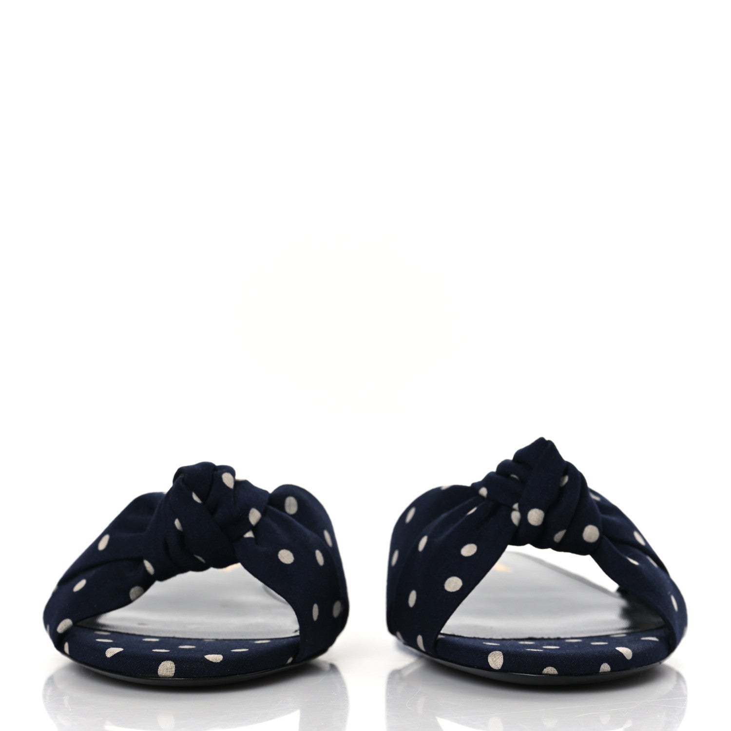 Saint Laurent Canvas Polka Dot Bianca Slide Sandals 36 Blue 2 of 9