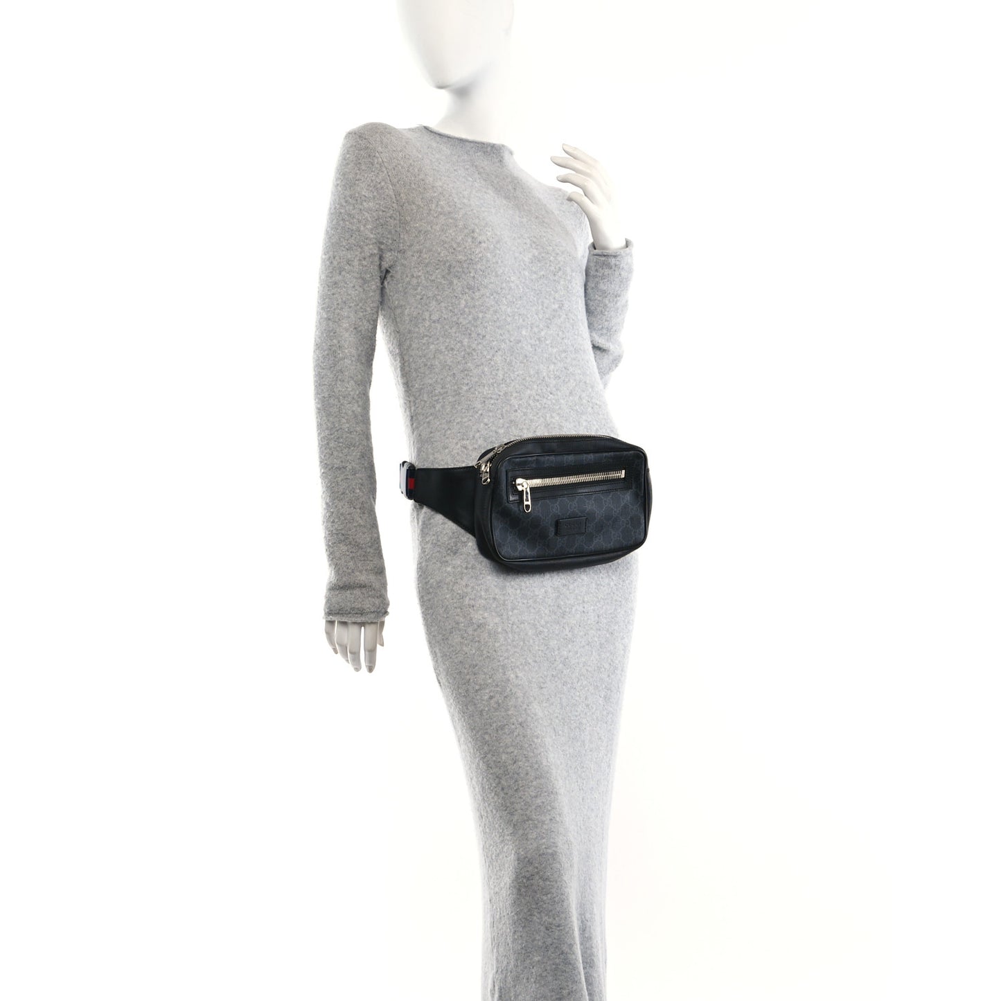 Soft GG Supreme Monogram Web Belt Bag Black Grey