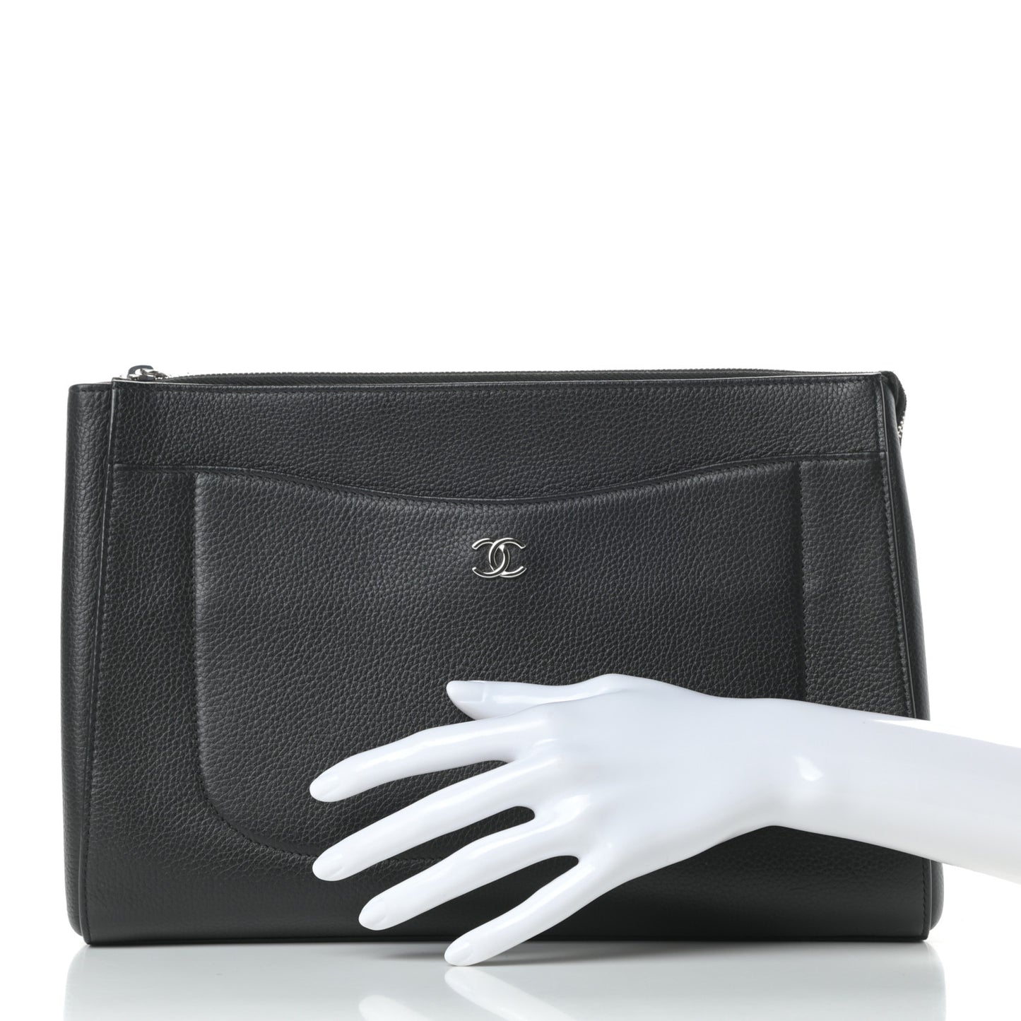 Grained Calfskin Large Neo Executive Cosmetic Case Black