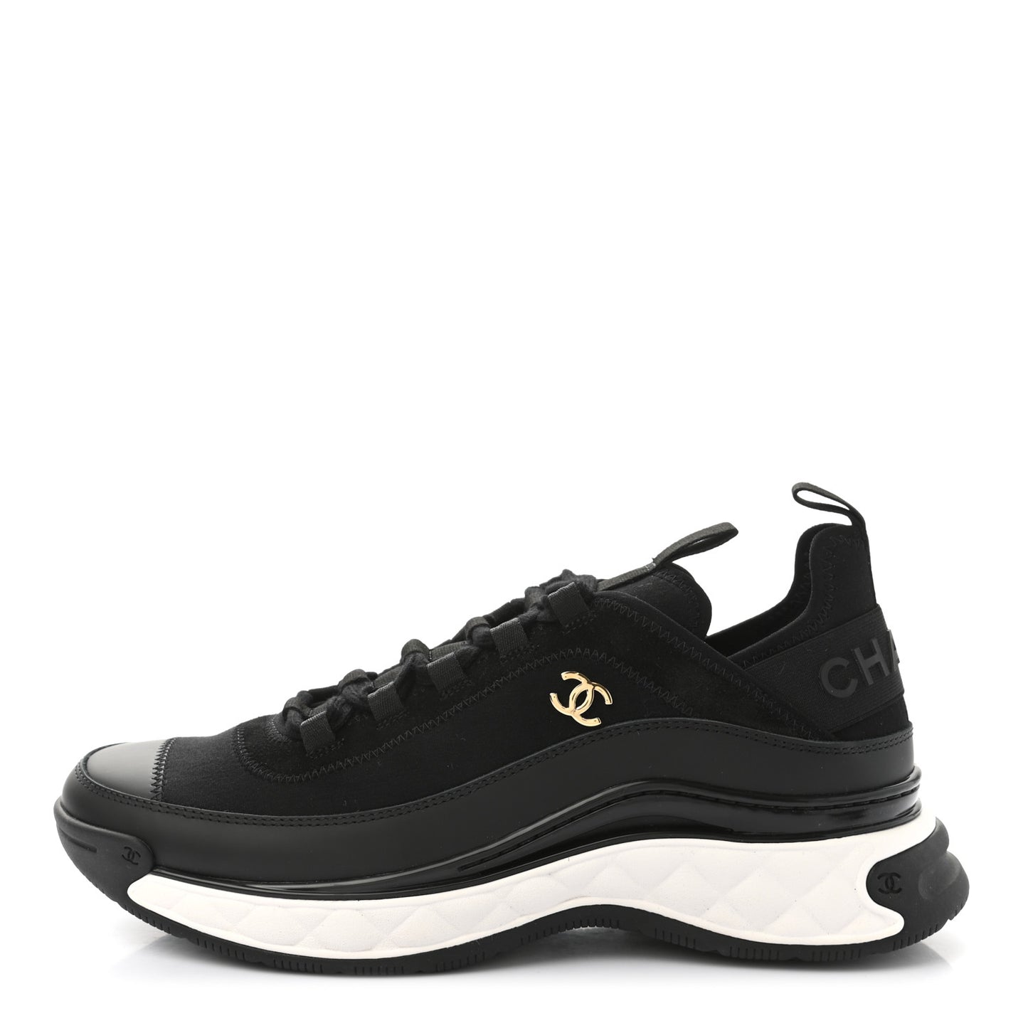 Velvet Calfskin Mixed Fibers CC Sneakers 40 Black