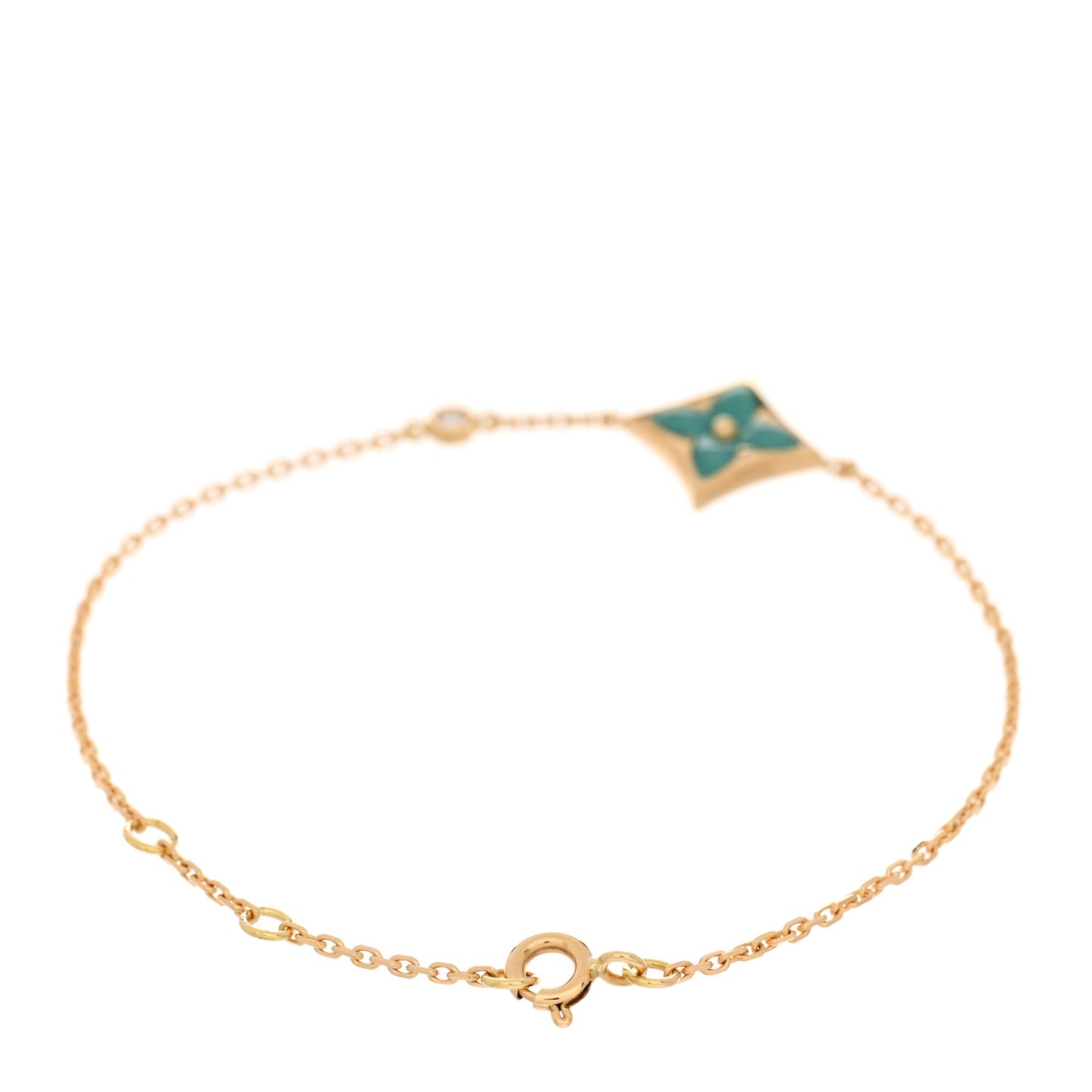 18K Yellow Gold Diamond Amazonite Color Blossom BB Star Bracelet