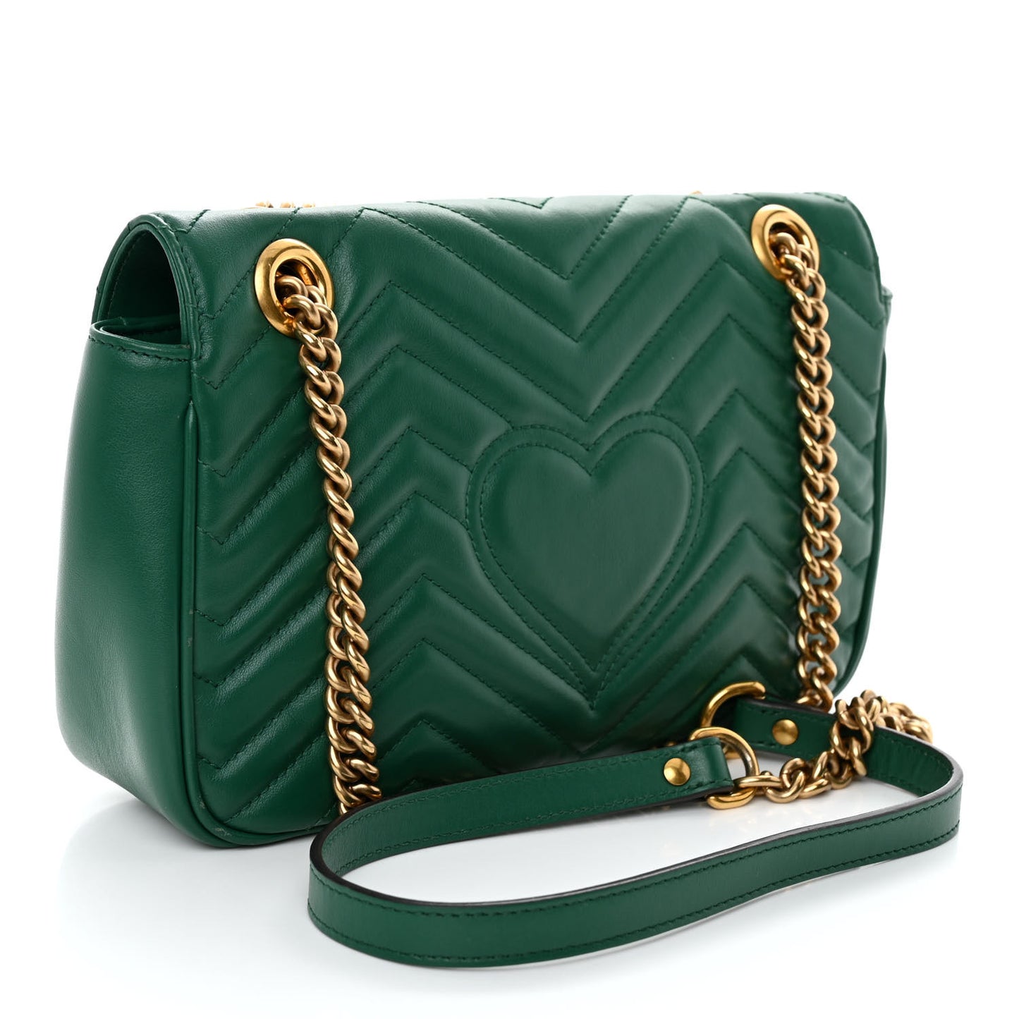 Calfskin Matelasse Small GG Marmont Shoulder Bag Emerald Green