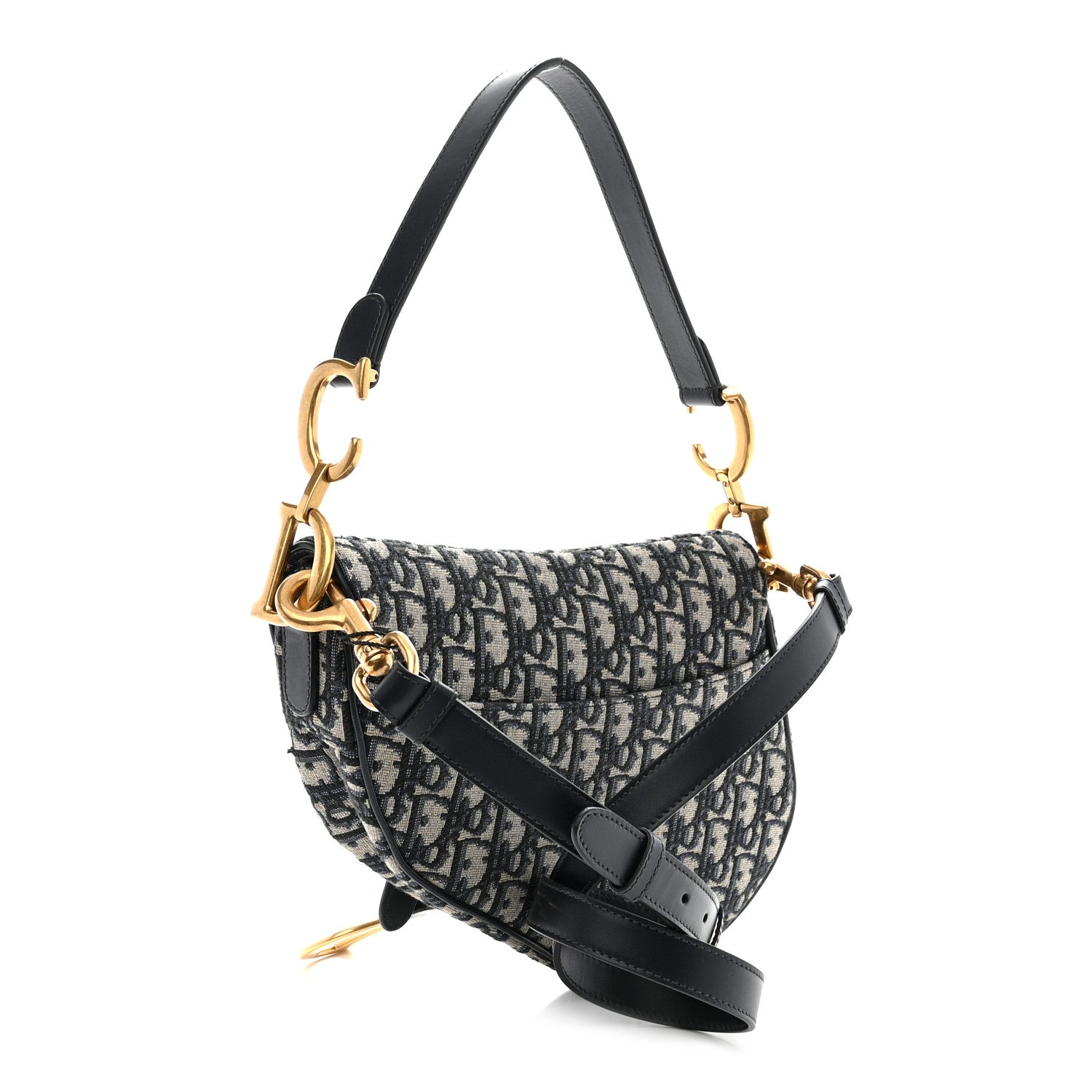 Christian Dior CHRISTIAN DIOR Oblique Saddle Bag With Strap Blue 3 of 12