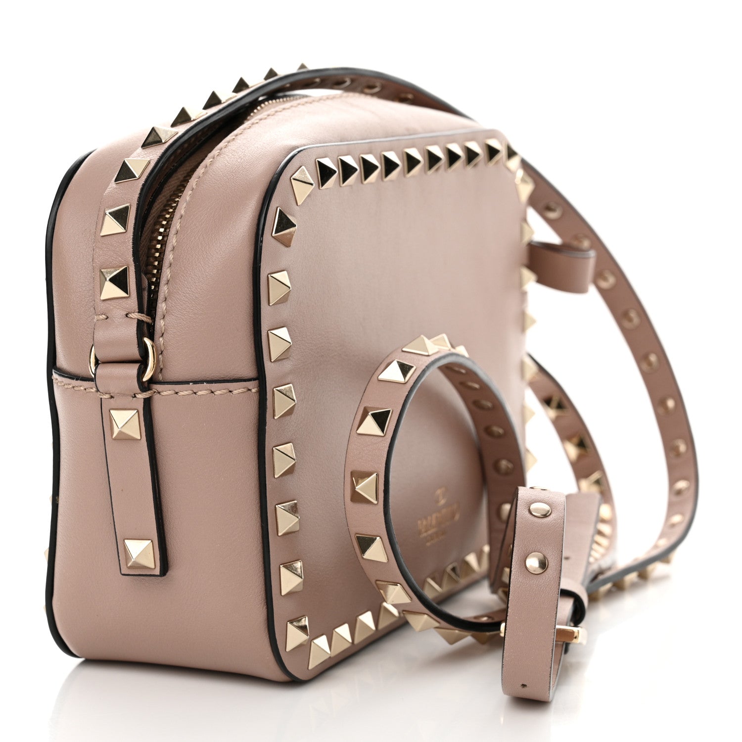 Valentino Garavani Calfskin Rockstud Camera Crossbody Bag Poudre 3 of 11